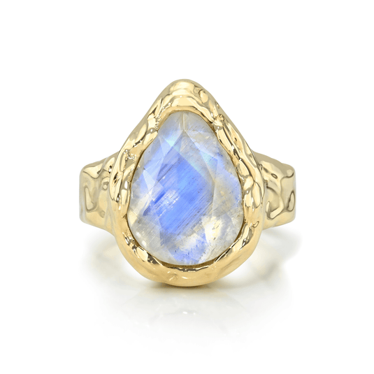 Medium River Queen Moonstone Ring Yellow Gold 6 by Logan Hollowell Jewelry