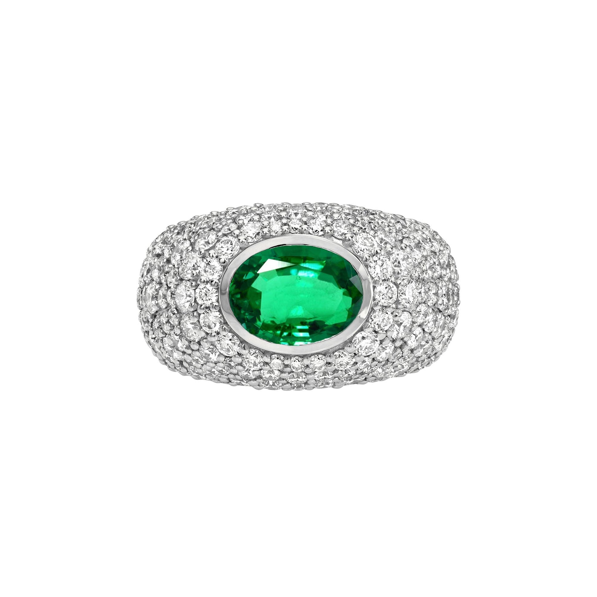 The OG Emerald Signet Ring White Gold 3 by Logan Hollowell Jewelry