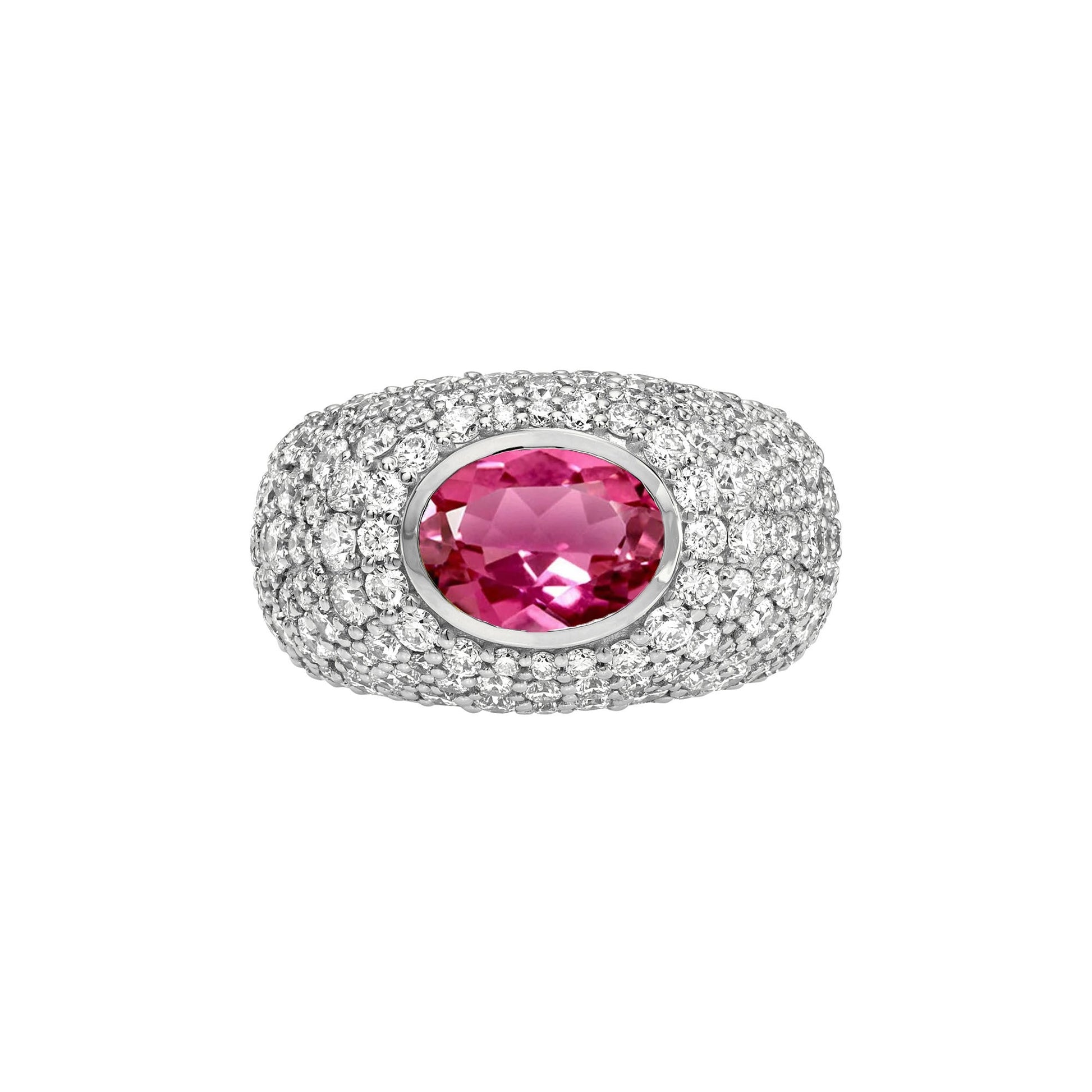 The OG Rubelite Signet Ring White Gold 3 by Logan Hollowell Jewelry