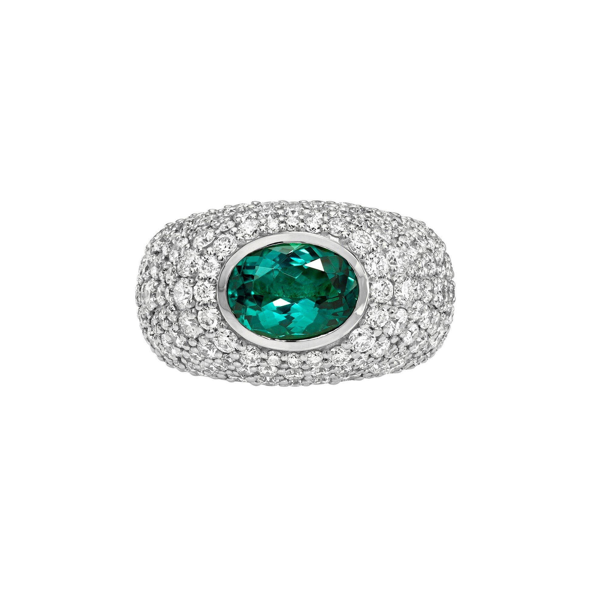 The OG Lagoon Tourmaline Signet Ring White Gold 3 by Logan Hollowell Jewelry
