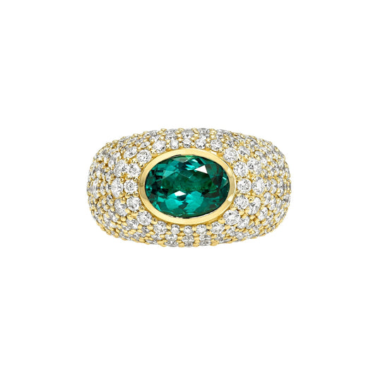 The OG Lagoon Tourmaline Signet Ring Yellow Gold 2.5 by Logan Hollowell Jewelry