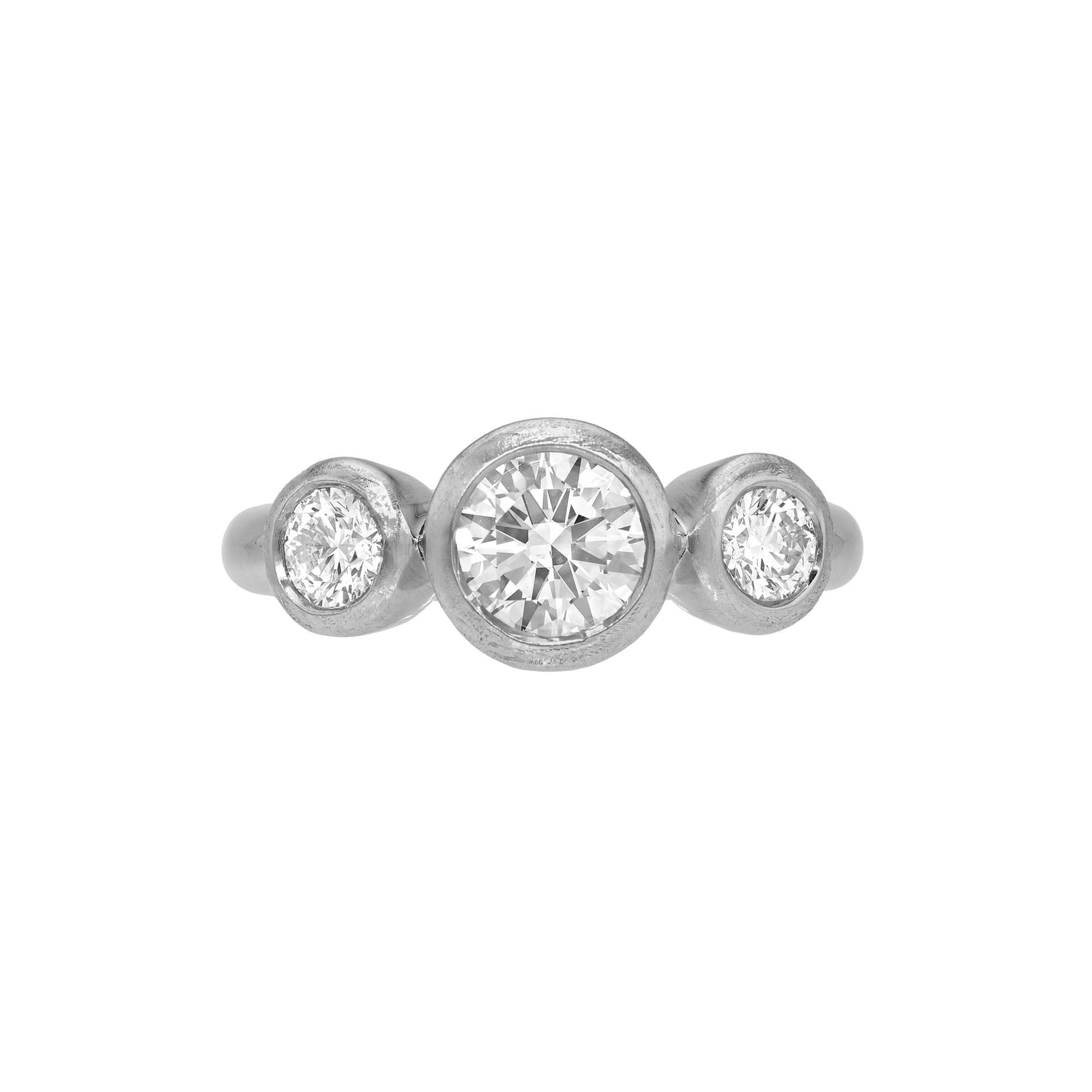 Diamond Bubble Trinity Ring White Gold 14K 3 by Logan Hollowell Jewelry