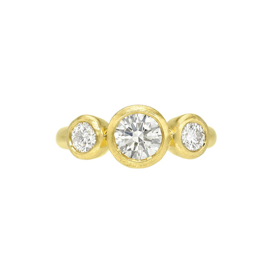 Diamond Bubble Trinity Ring Yellow Gold 14K 3 by Logan Hollowell Jewelry