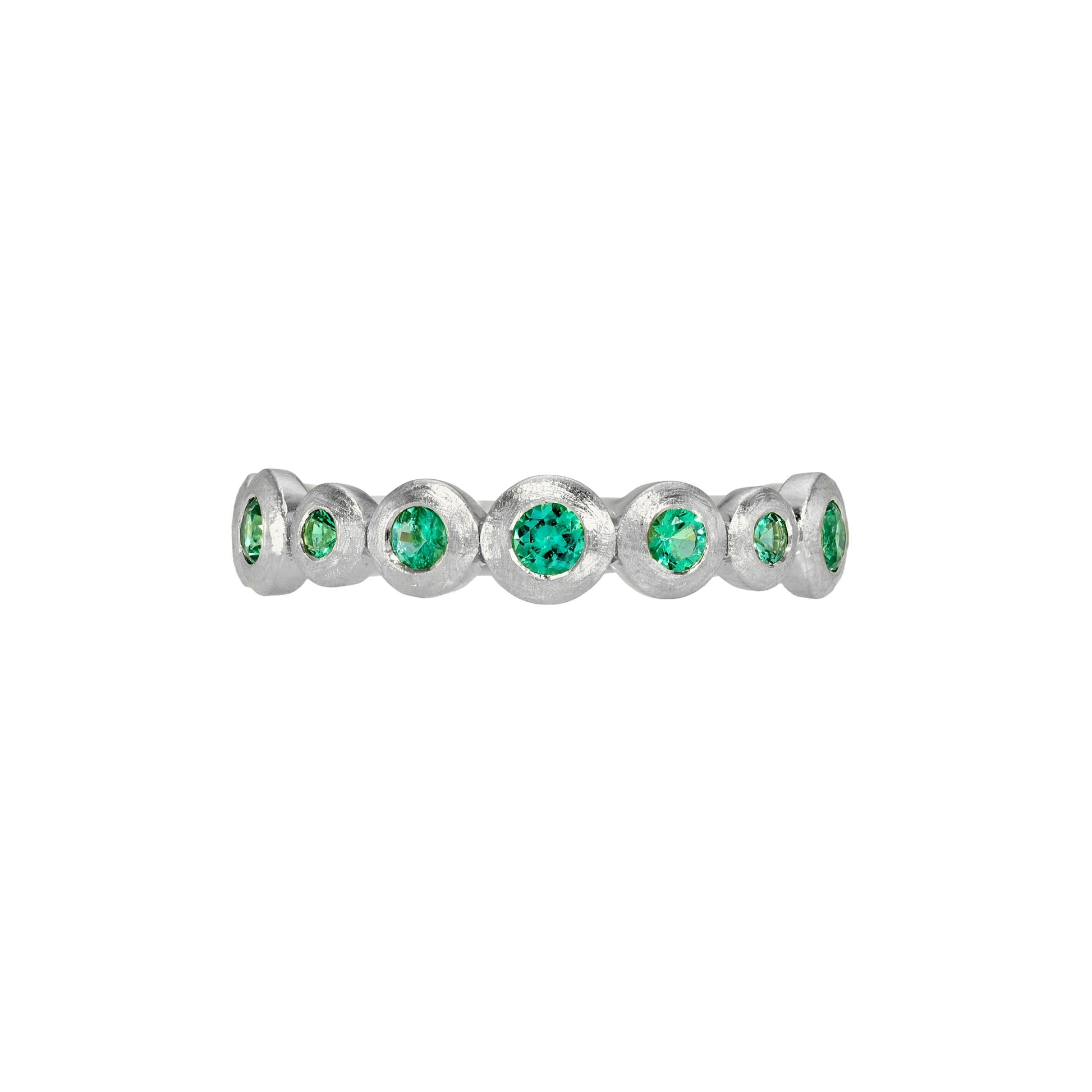 Petite Emerald Bubble Ring White Gold 14K 3 by Logan Hollowell Jewelry