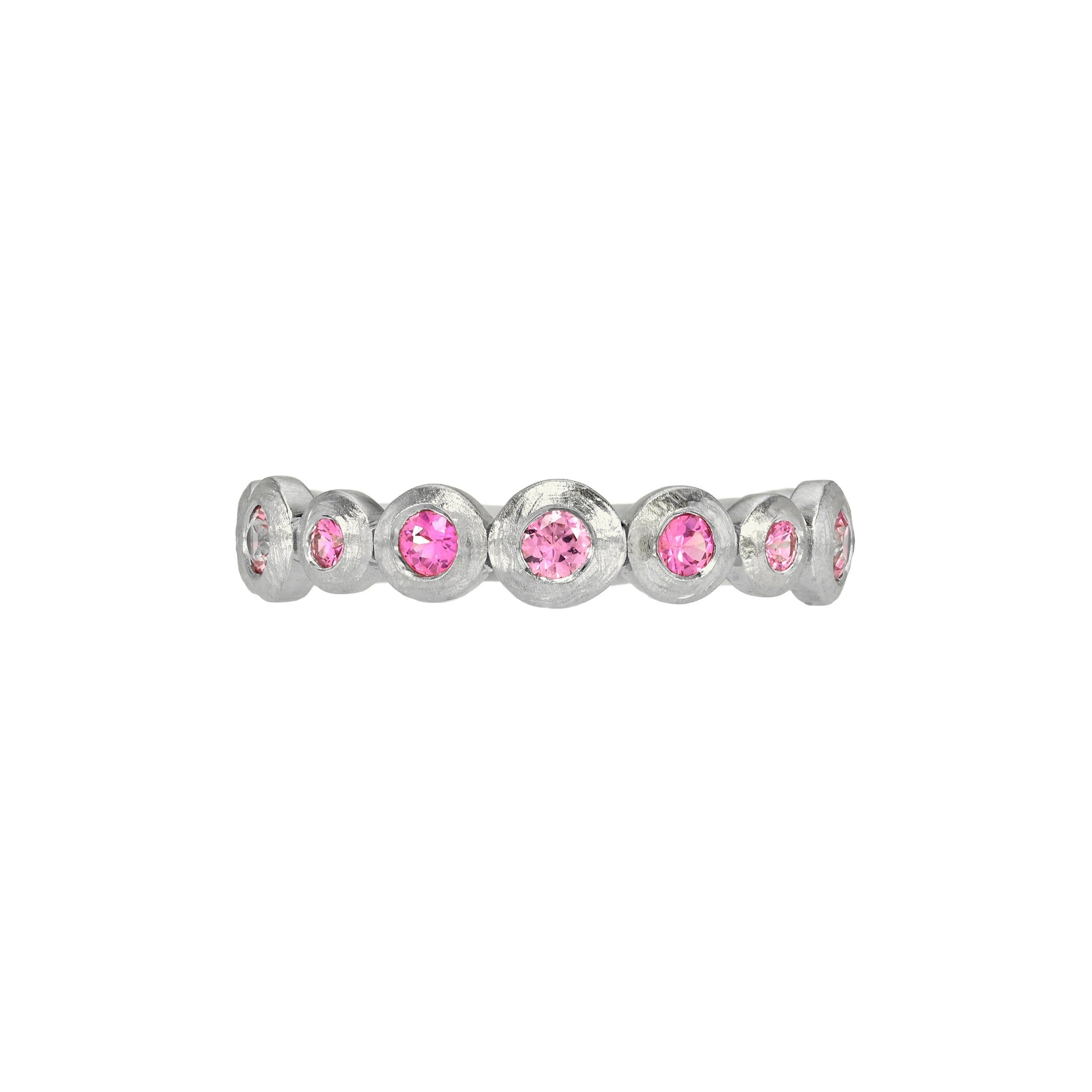 Petite Pink Sapphire Bubble Ring White Gold 14K 3 by Logan Hollowell Jewelry
