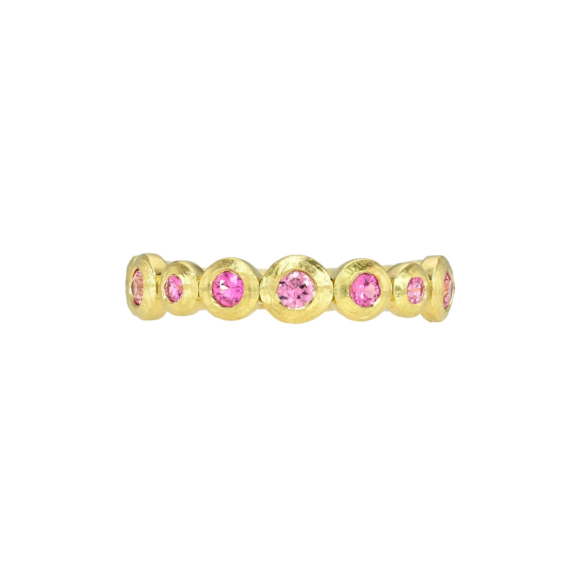 Petite Pink Sapphire Bubble Ring Yellow Gold 14K 3 by Logan Hollowell Jewelry