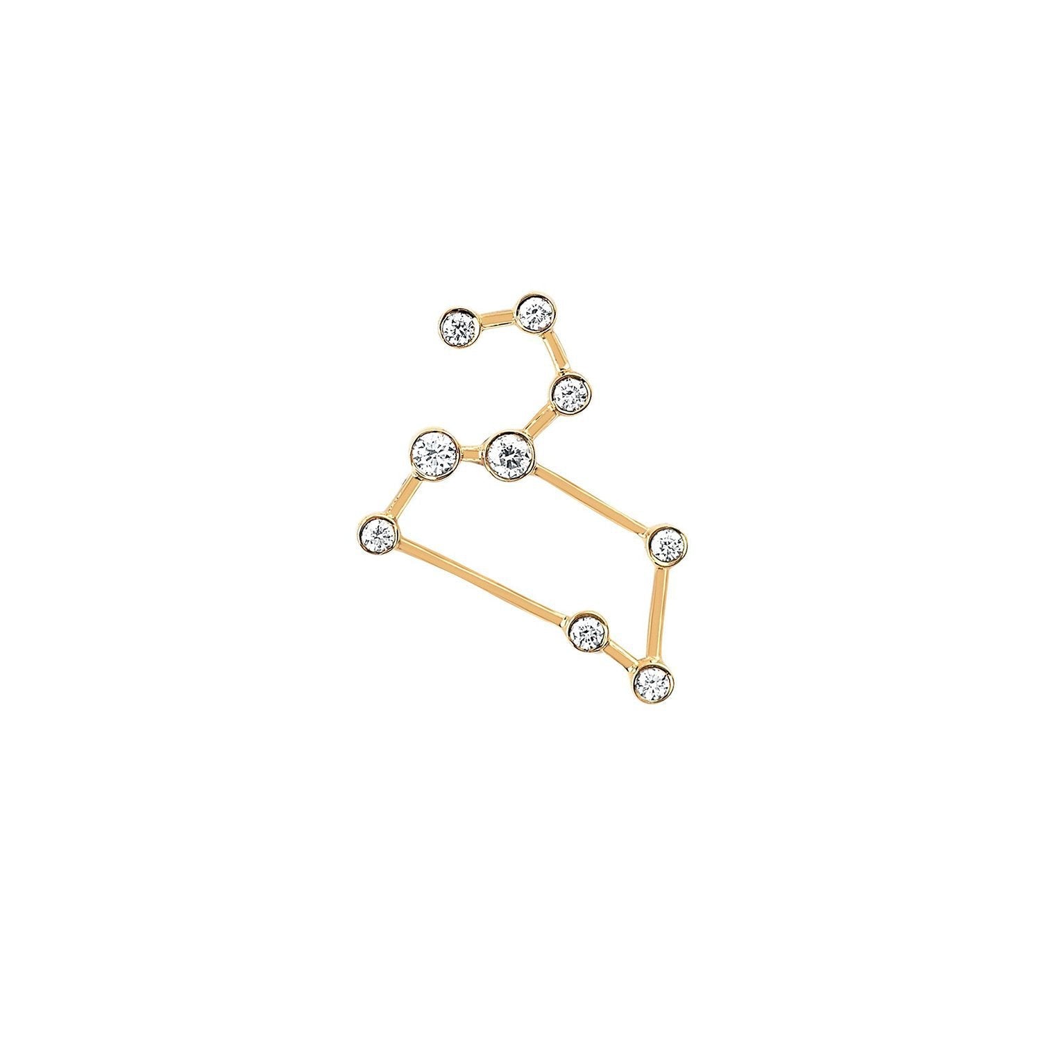 Petite Leo Diamond Constellation Studs Yellow Gold Single Left by Logan Hollowell Jewelry
