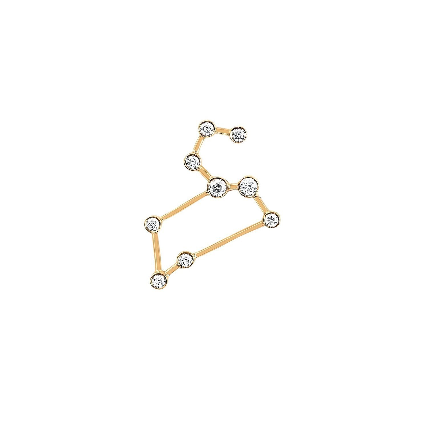 Petite Leo Diamond Constellation Studs Yellow Gold Single Right by Logan Hollowell Jewelry
