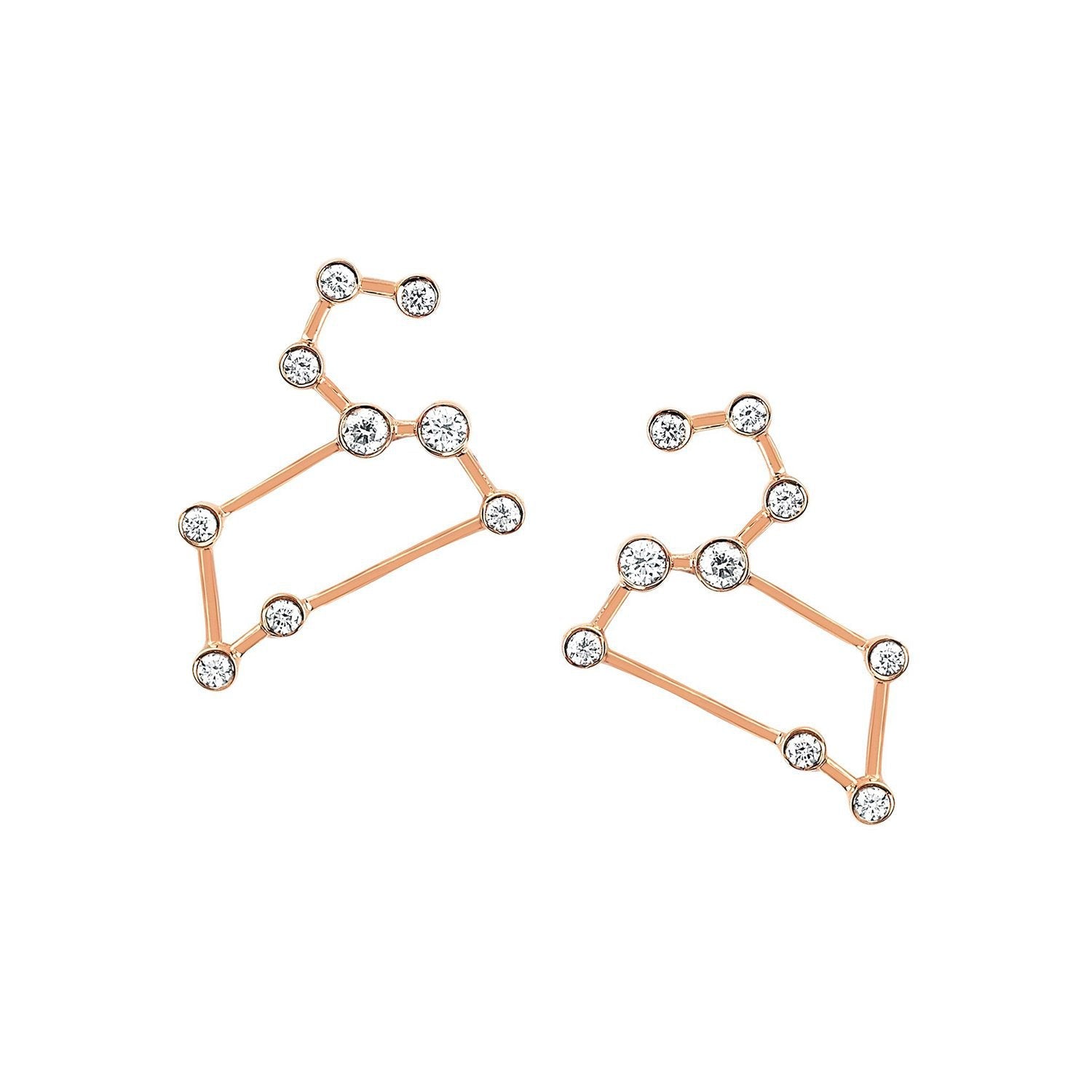 Petite Leo Diamond Constellation Studs Rose Gold Pair by Logan Hollowell Jewelry