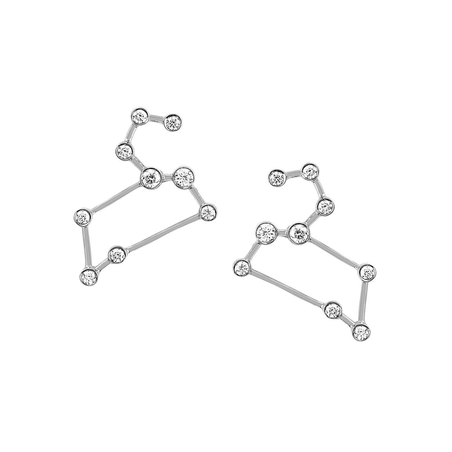 Petite Leo Diamond Constellation Studs White Gold Pair by Logan Hollowell Jewelry