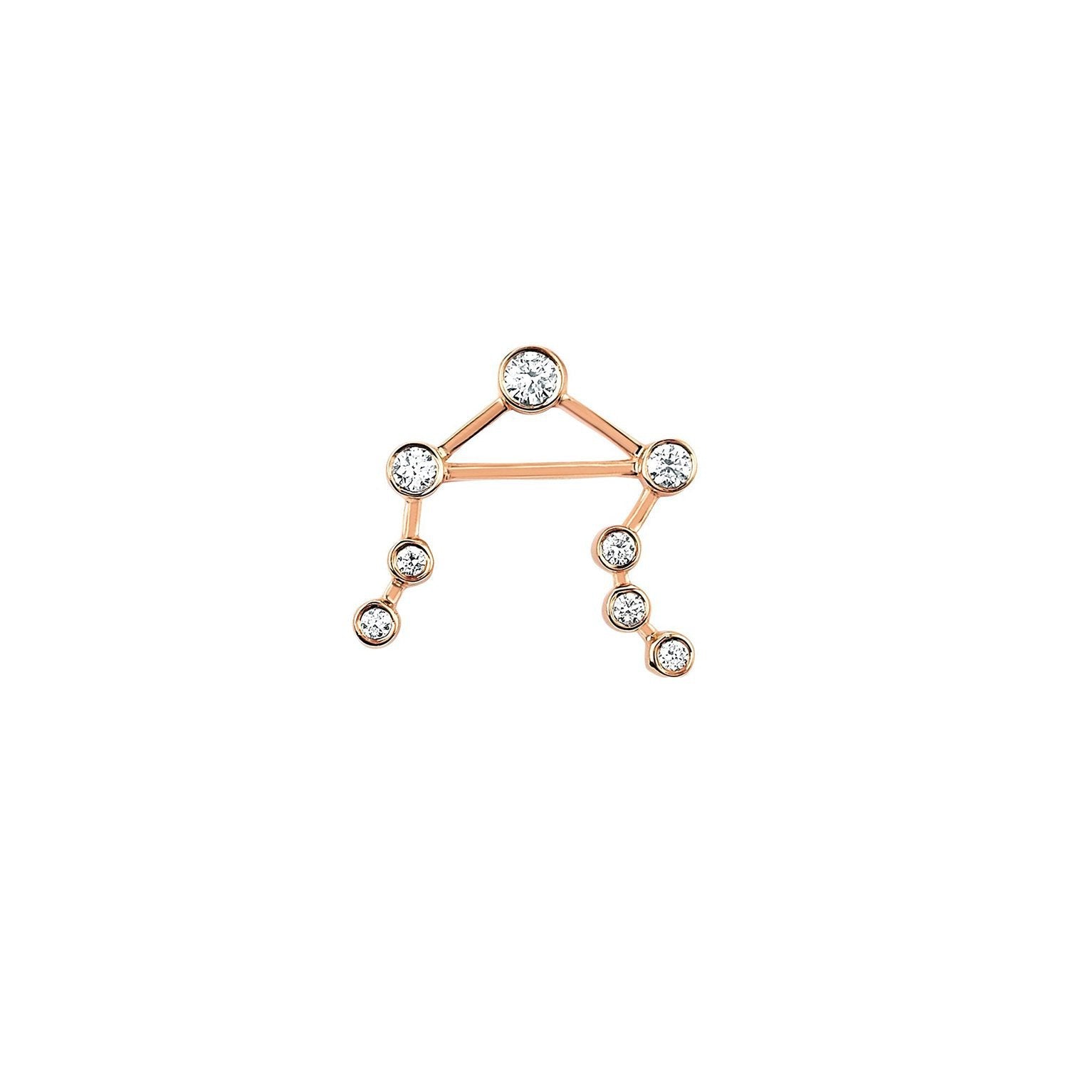 Petite Libra Diamond Constellation Studs Rose Gold Single Left by Logan Hollowell Jewelry