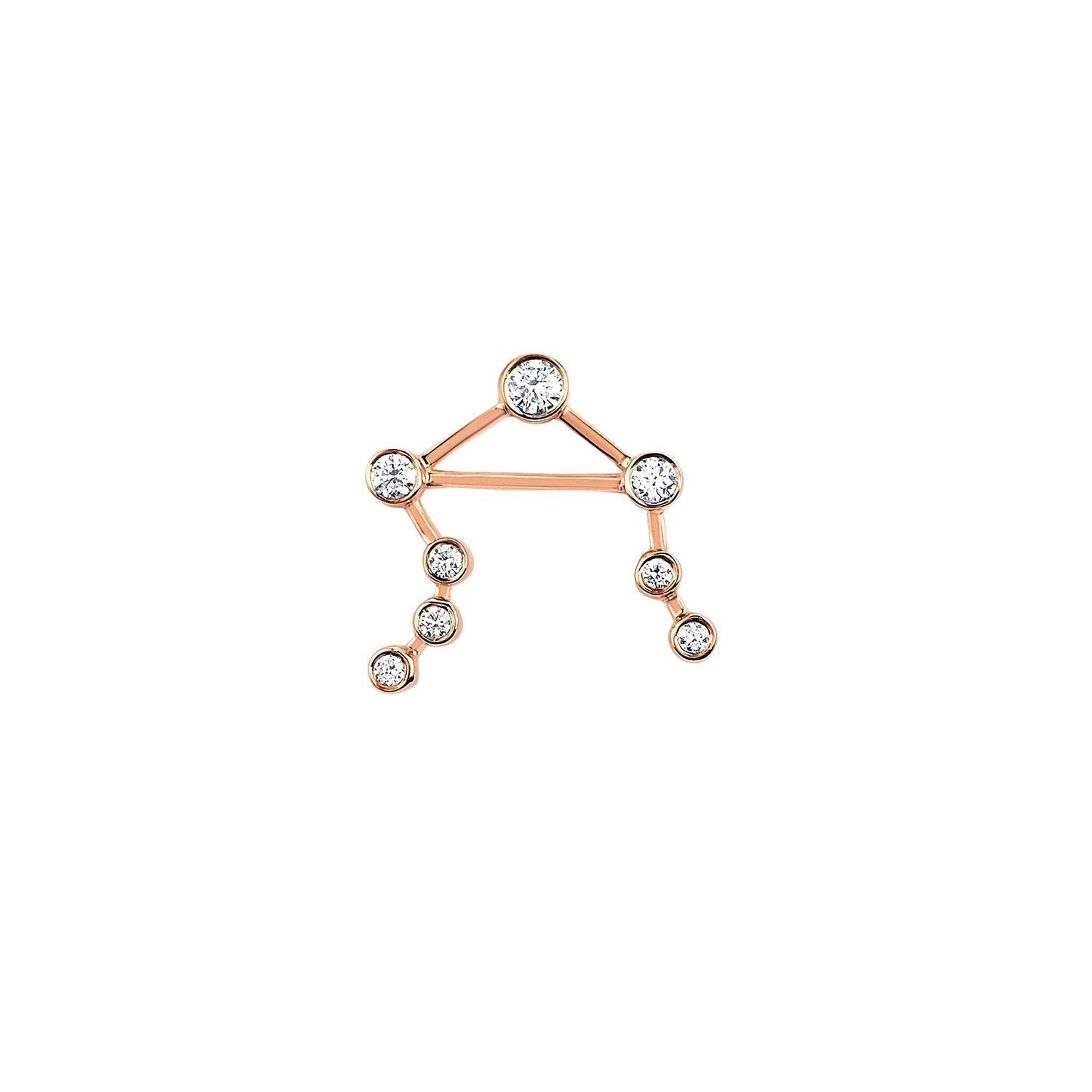 Petite Libra Diamond Constellation Studs Rose Gold Single Right by Logan Hollowell Jewelry