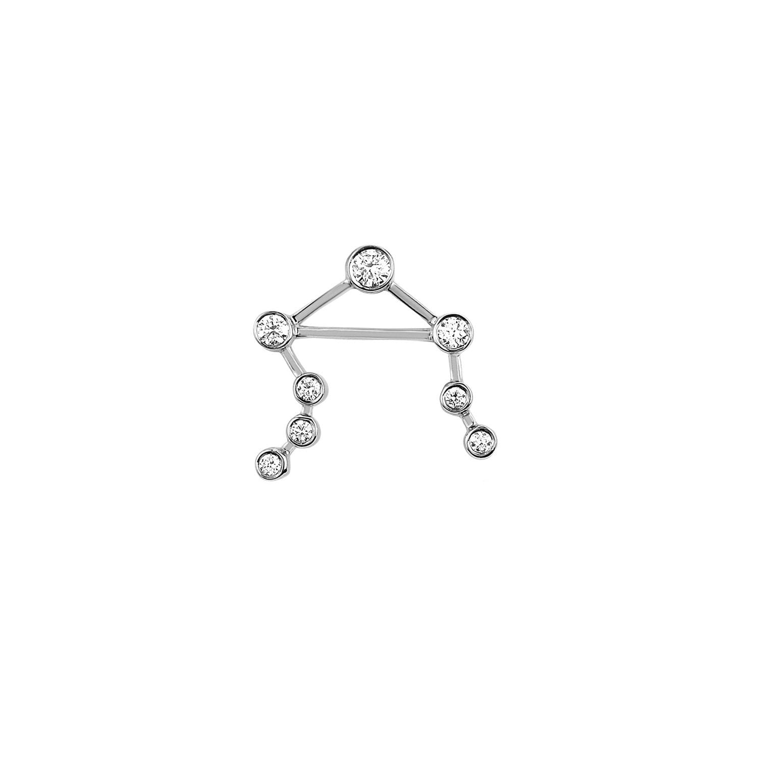 Petite Libra Diamond Constellation Studs White Gold Single Right by Logan Hollowell Jewelry