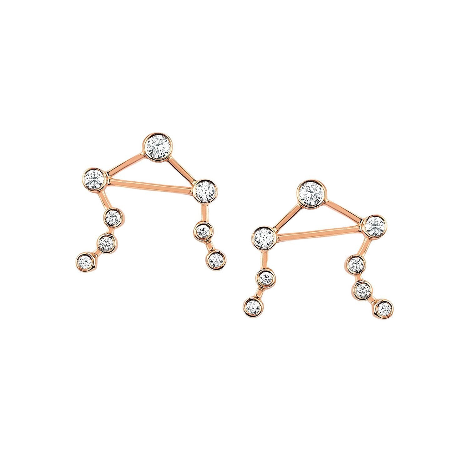 Petite Libra Diamond Constellation Studs Rose Gold Pair by Logan Hollowell Jewelry