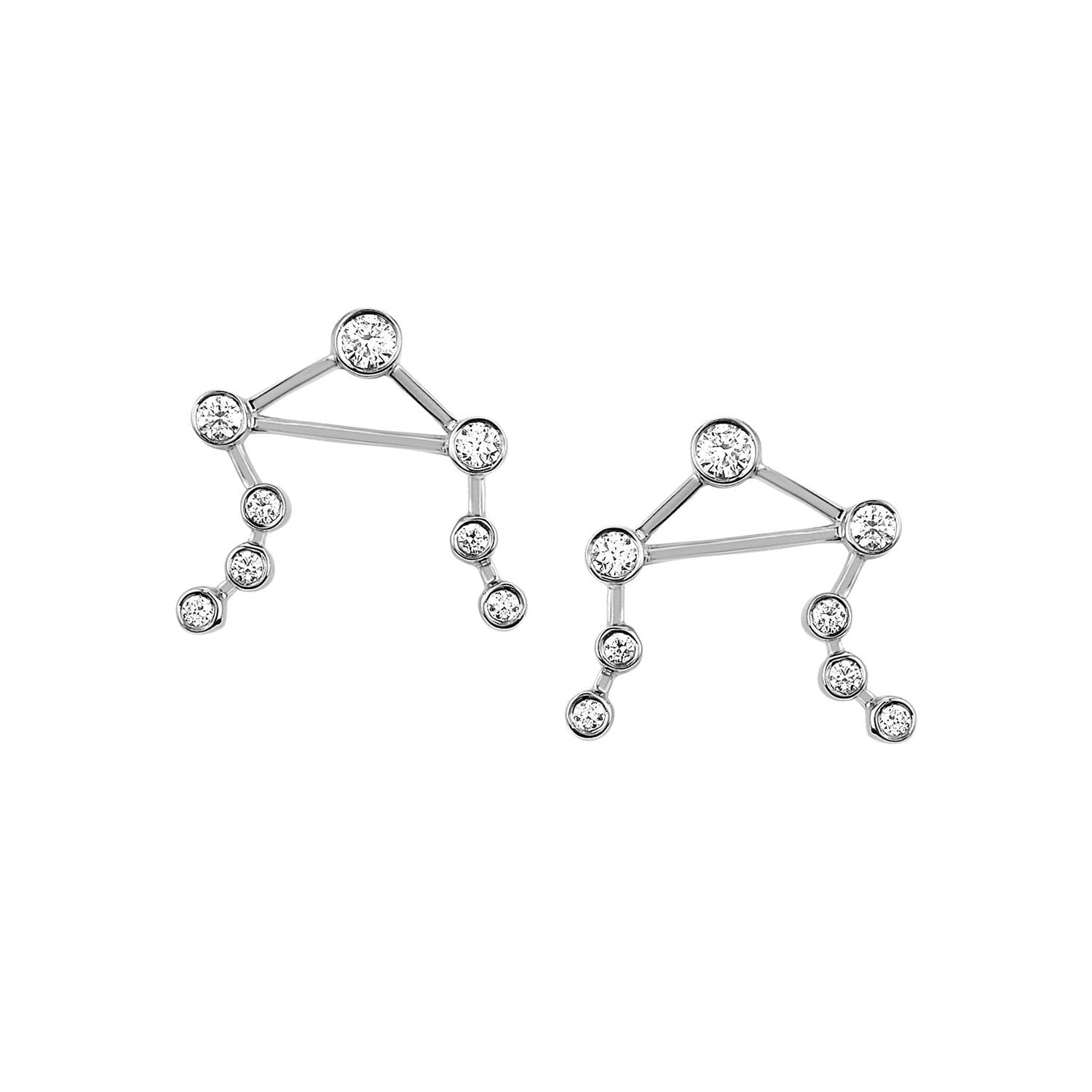 Petite Libra Diamond Constellation Studs White Gold Pair by Logan Hollowell Jewelry