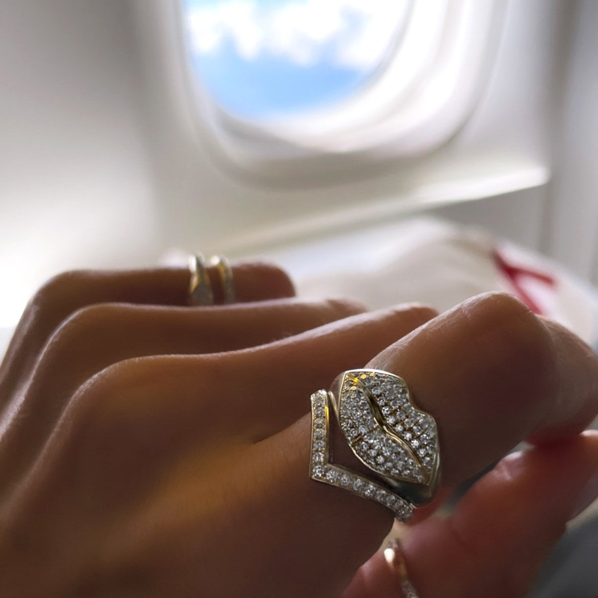 V Pavé Diamond Ring Yellow Gold 6.25 by Logan Hollowell Jewelry