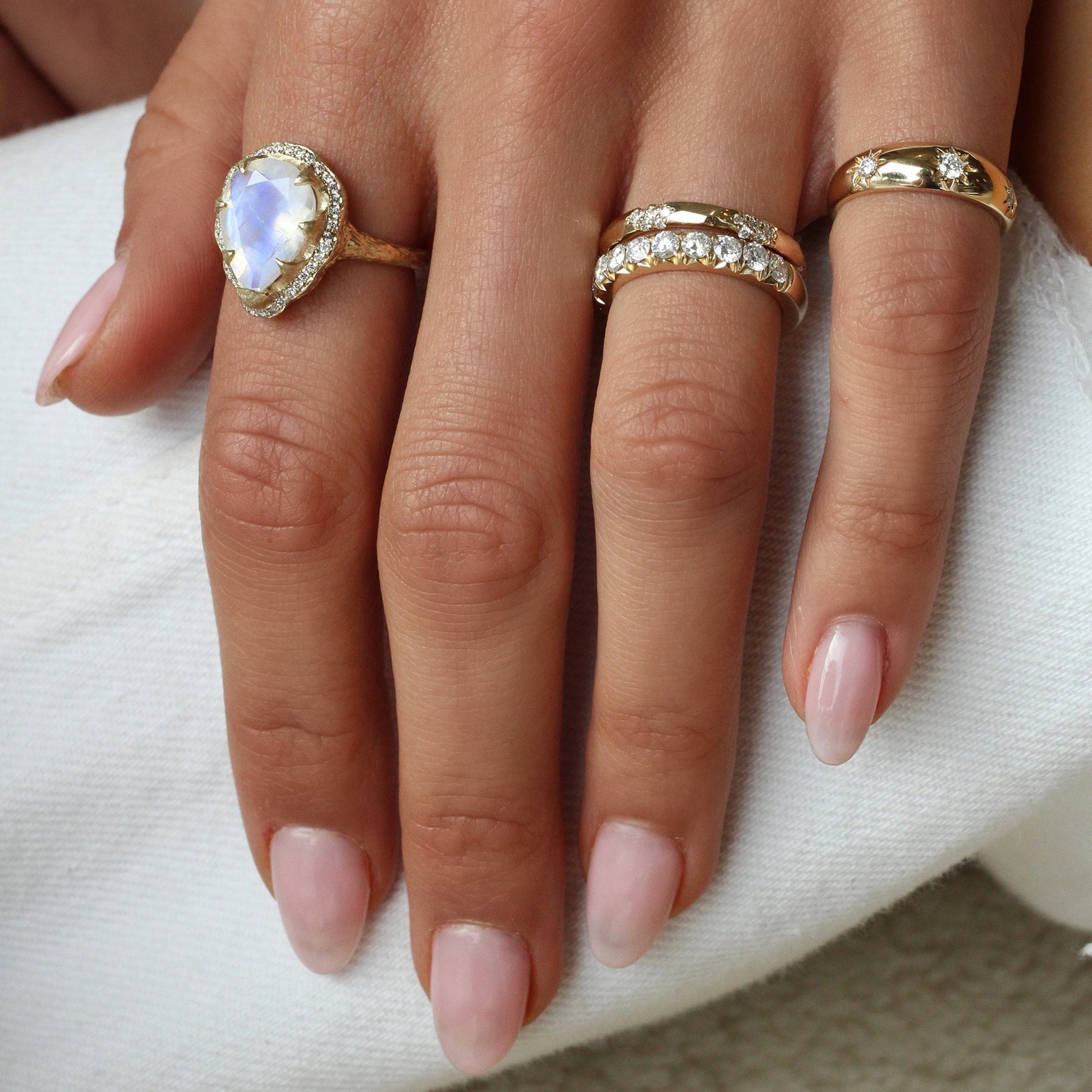 French Pavé Diamond Cloud Fit Band | Ready to Ship by Logan Hollowell Jewelry