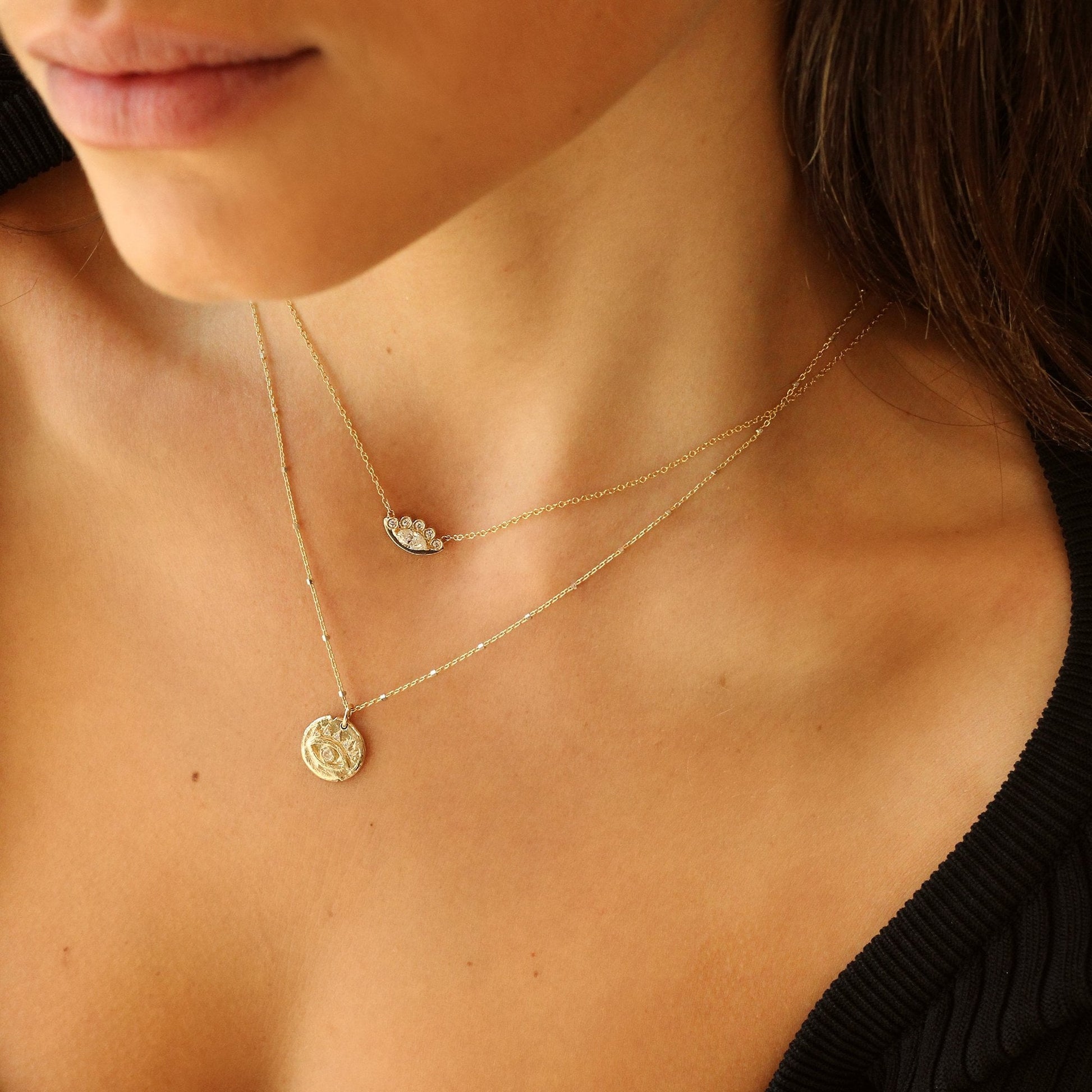 Diamond Baby Eye of Protection Coin Pendant | Ready to Ship by Logan Hollowell Jewelry