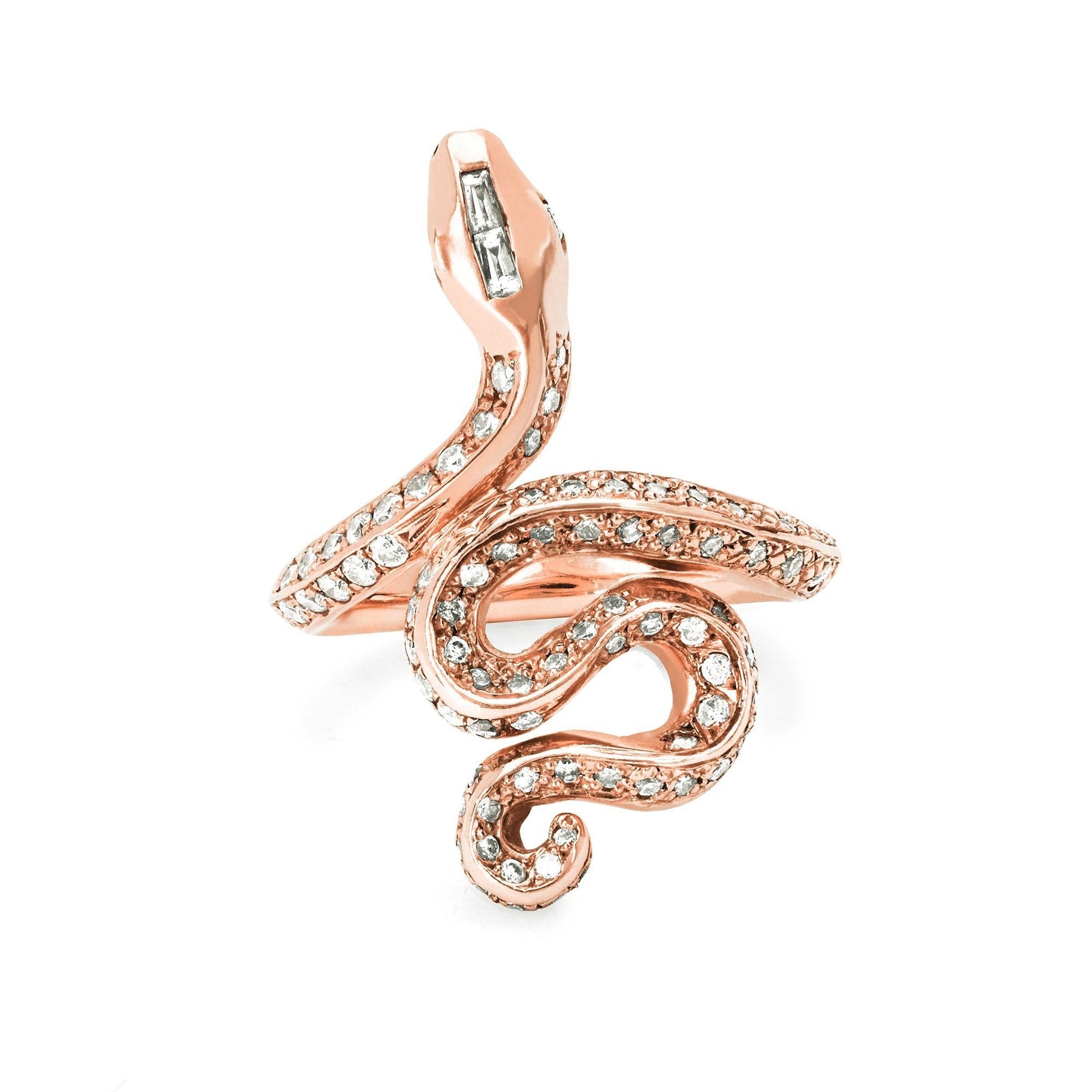 Kundalini Snake Ring with Pavé Diamonds Rose Gold 3 by Logan Hollowell Jewelry