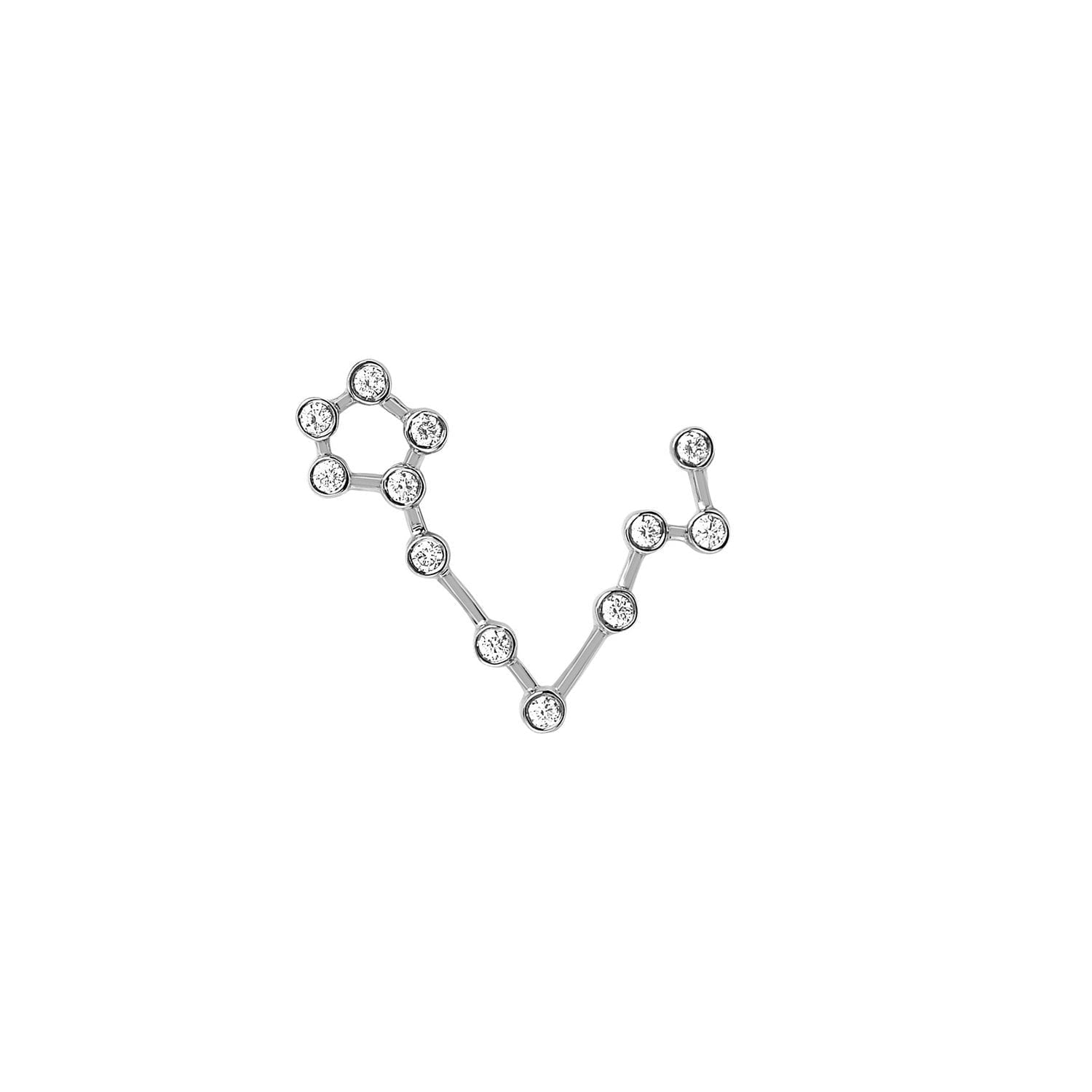 Petite Pisces Diamond Constellation Earrings White Gold Single Left by Logan Hollowell Jewelry