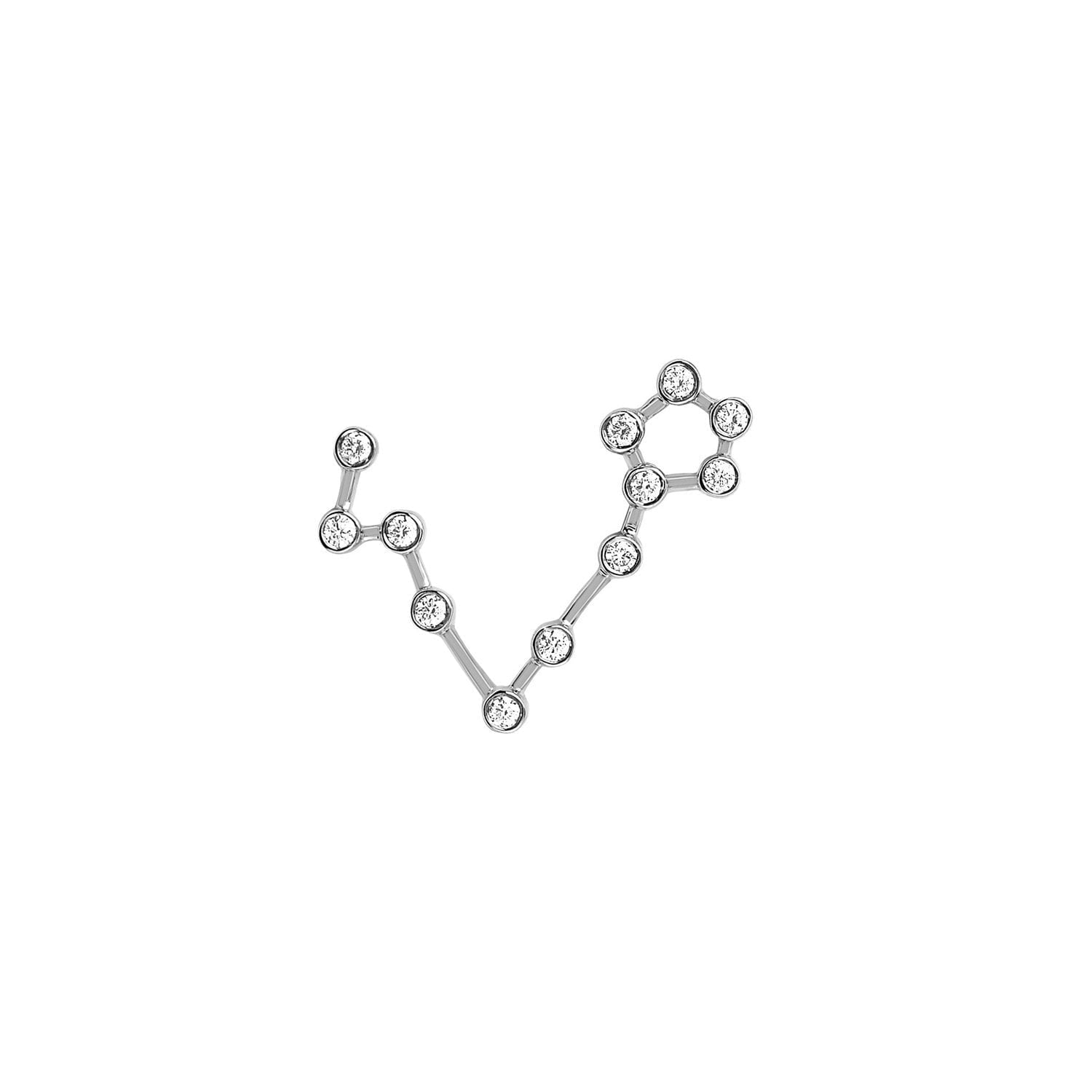 Petite Pisces Diamond Constellation Earrings White Gold Single Right by Logan Hollowell Jewelry