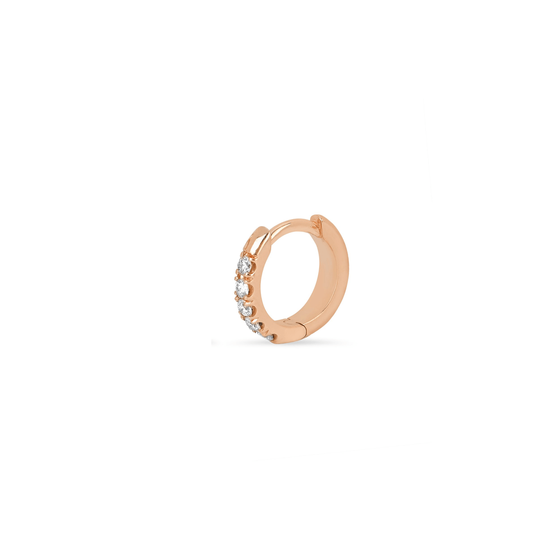 Diamond Mini Goddess Hoops Rose Gold Single  by Logan Hollowell Jewelry