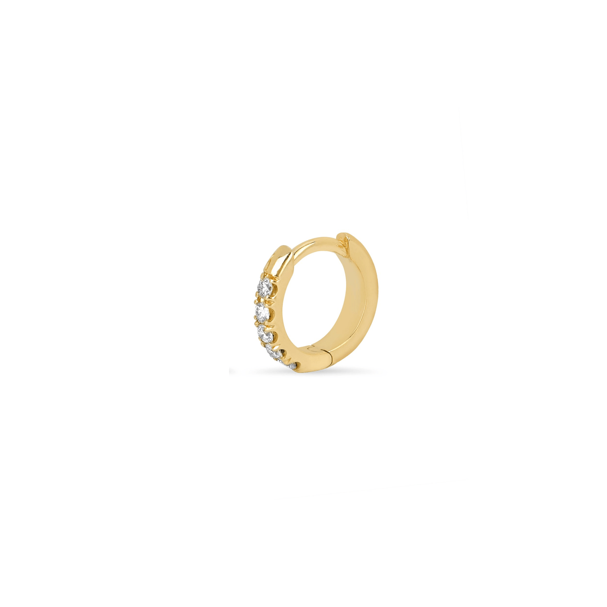 Diamond Mini Goddess Hoops Yellow Gold Single  by Logan Hollowell Jewelry
