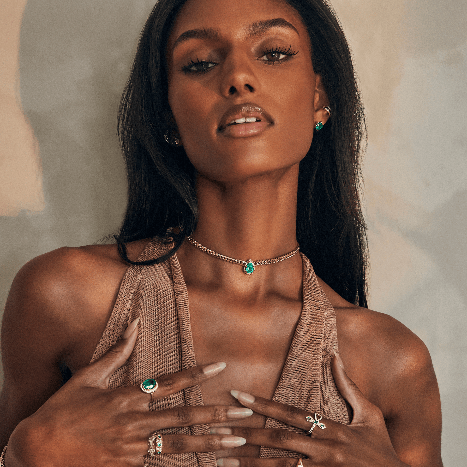 Reversible Baby Queen Emerald Water Drop Cuban Choker | Ready to Ship by Logan Hollowell Jewelry