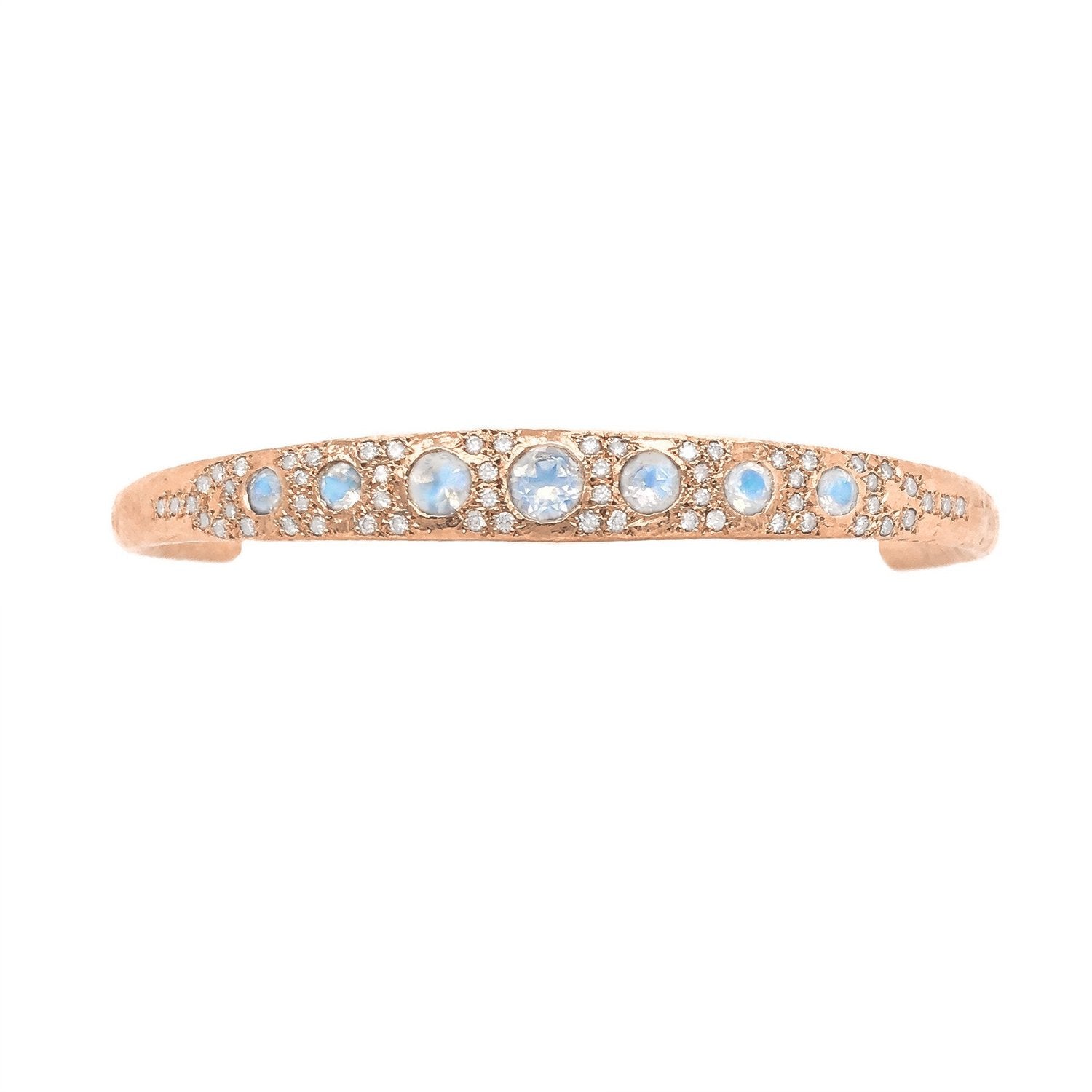 Queen Moonstone Cuff with Pavé Diamonds Rose Gold   by Logan Hollowell Jewelry