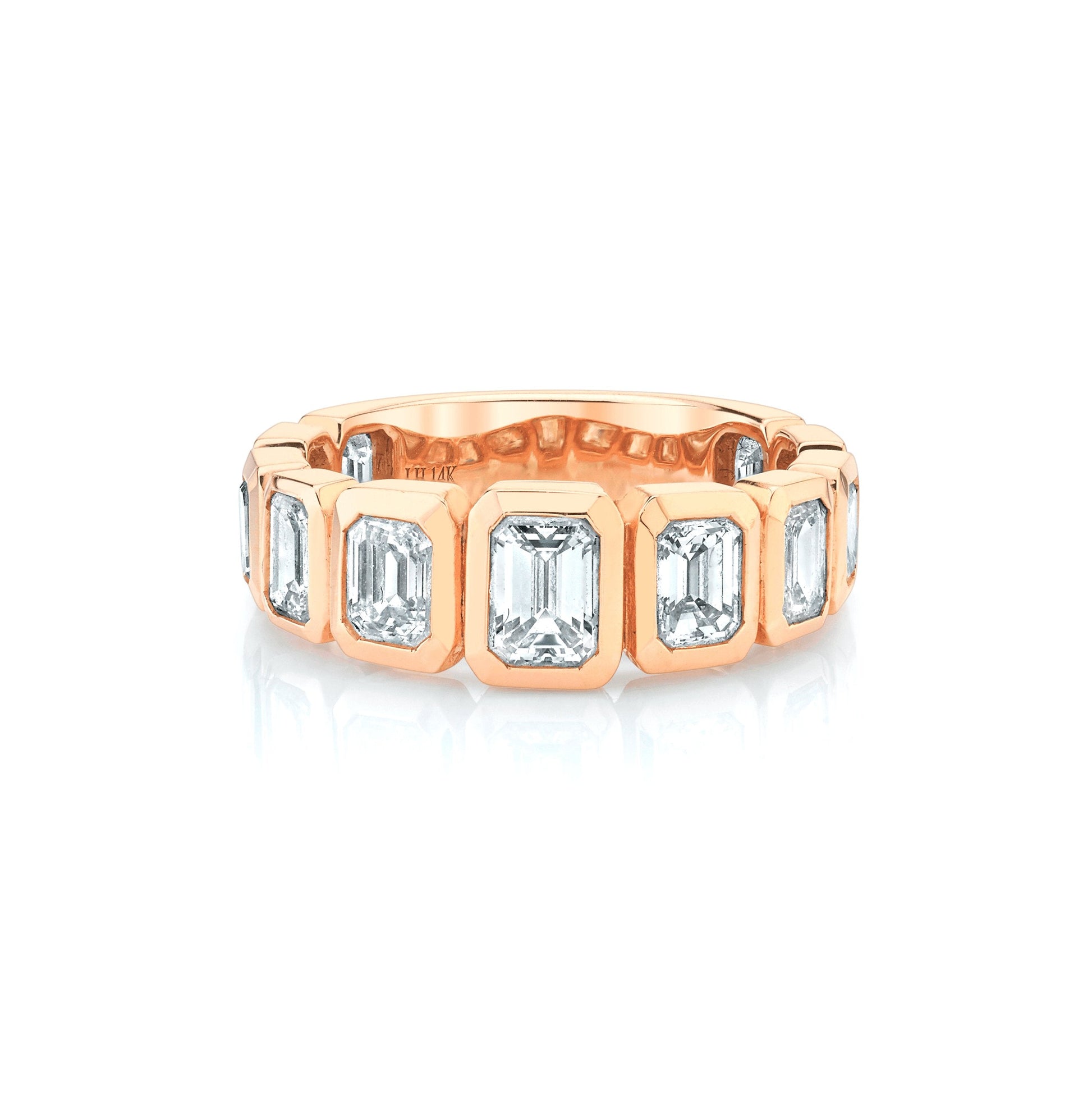 Graduated Emerald Cut Diamond Band Rose Gold 3 11 Diamond by Logan Hollowell Jewelry