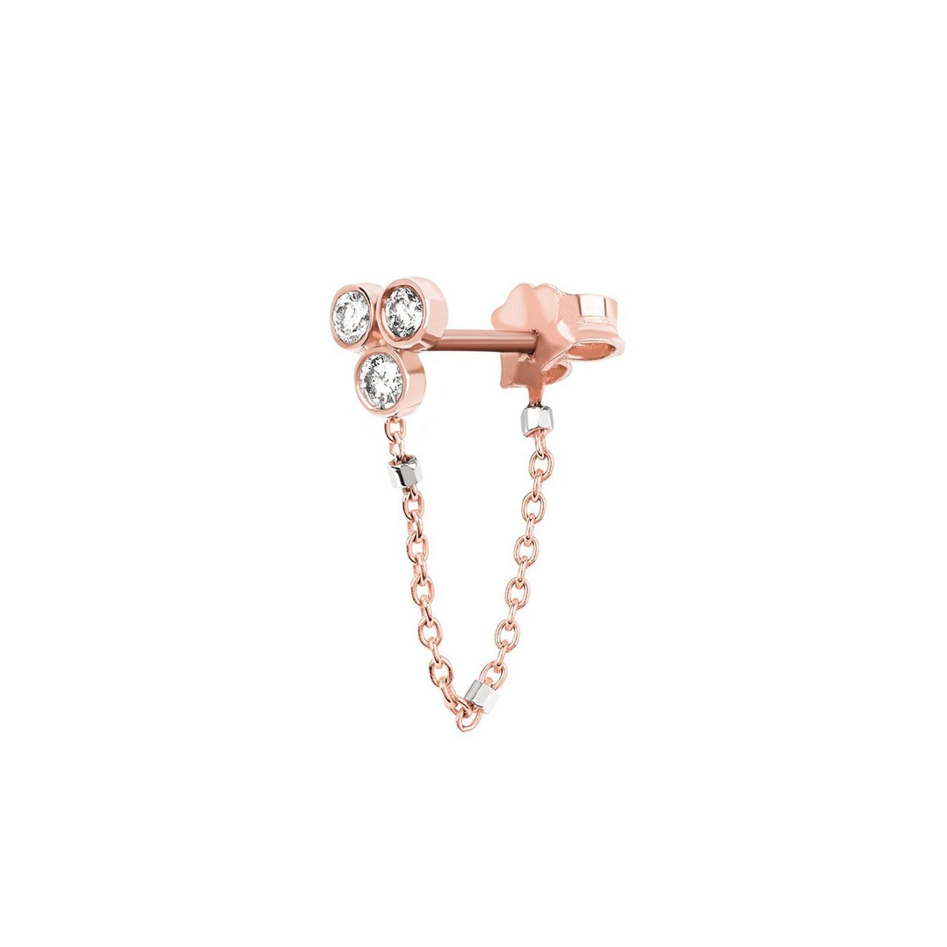 Star Shower 3 Diamond Twinkle Chain Earring Single Rose Gold  by Logan Hollowell Jewelry