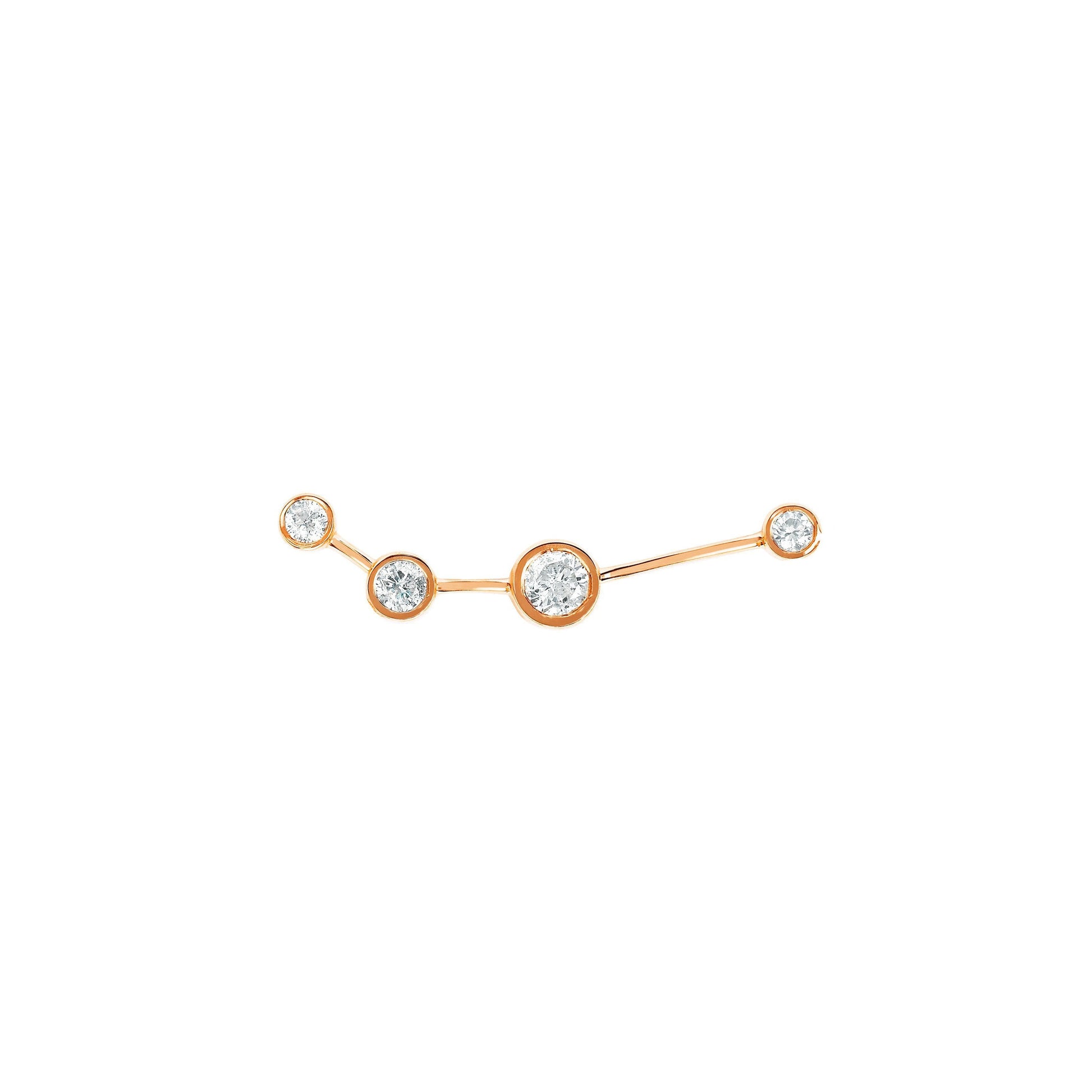Petite Aries Diamond Constellation Studs Rose Gold Single Left by Logan Hollowell Jewelry
