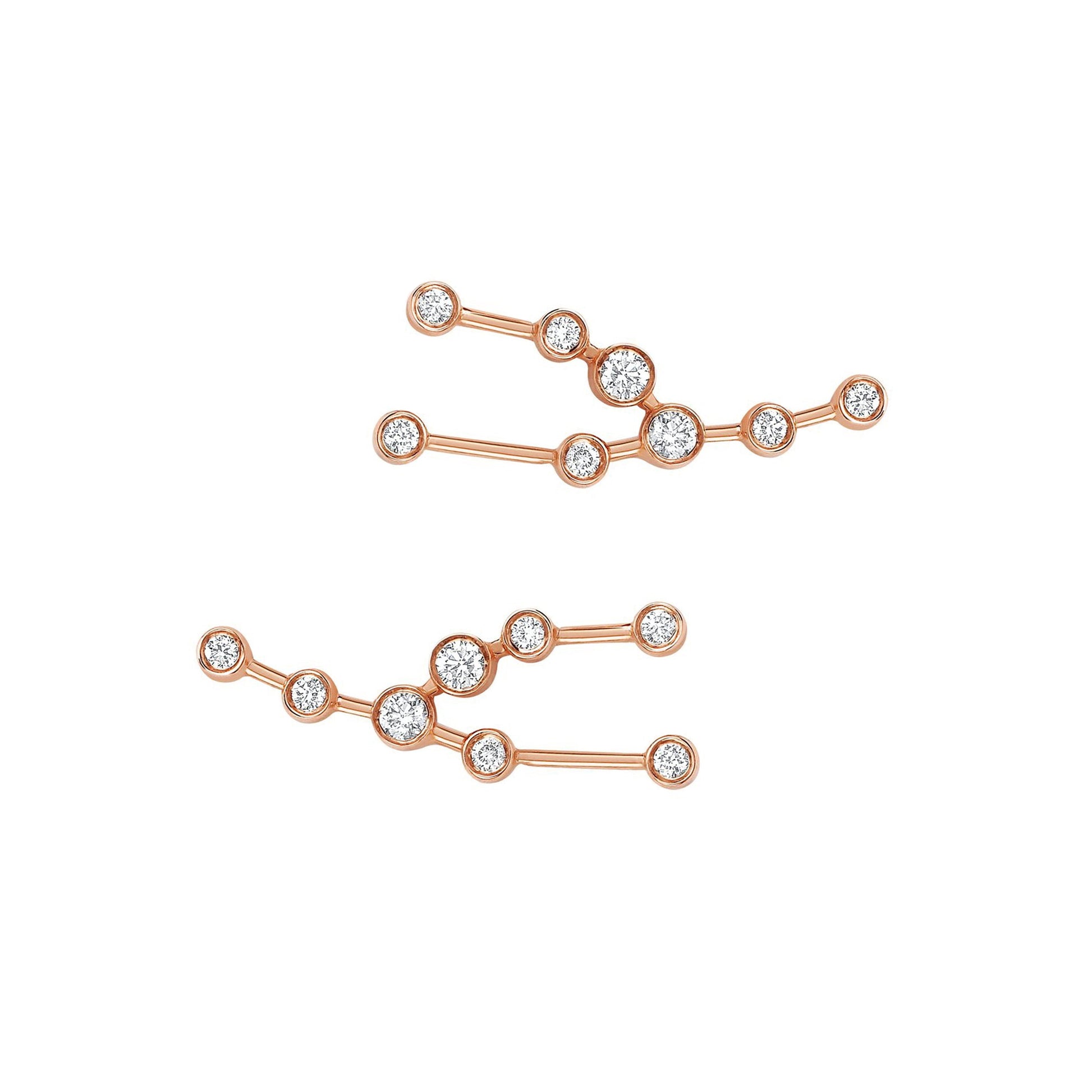Petite Taurus Diamond Constellation Studs Rose Gold Pair by Logan Hollowell Jewelry