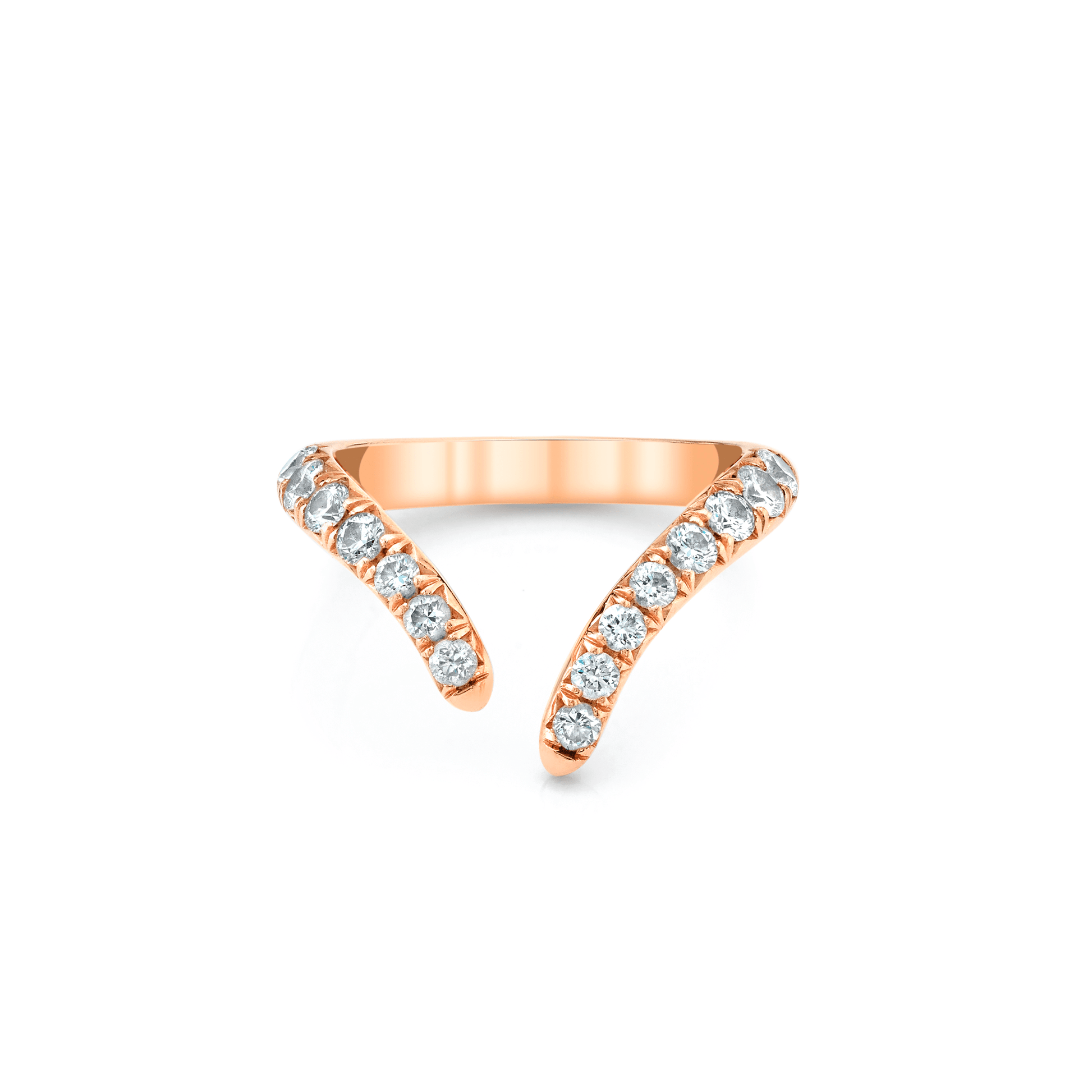 French Pavé Diamond Tusk Ring Rose Gold 3 by Logan Hollowell Jewelry