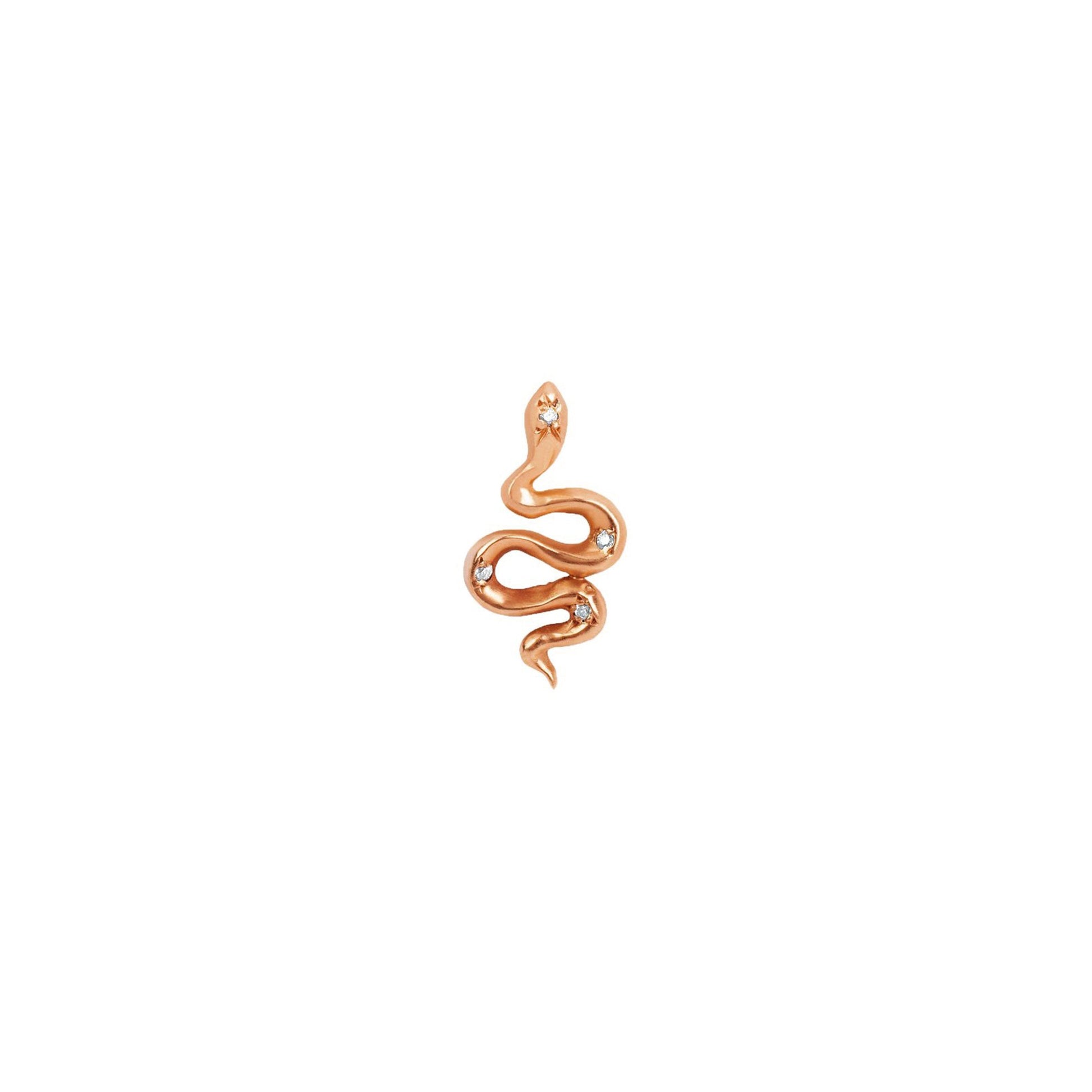 Kundalini Studs with Star Set Diamonds Rose Gold Single Right  by Logan Hollowell Jewelry