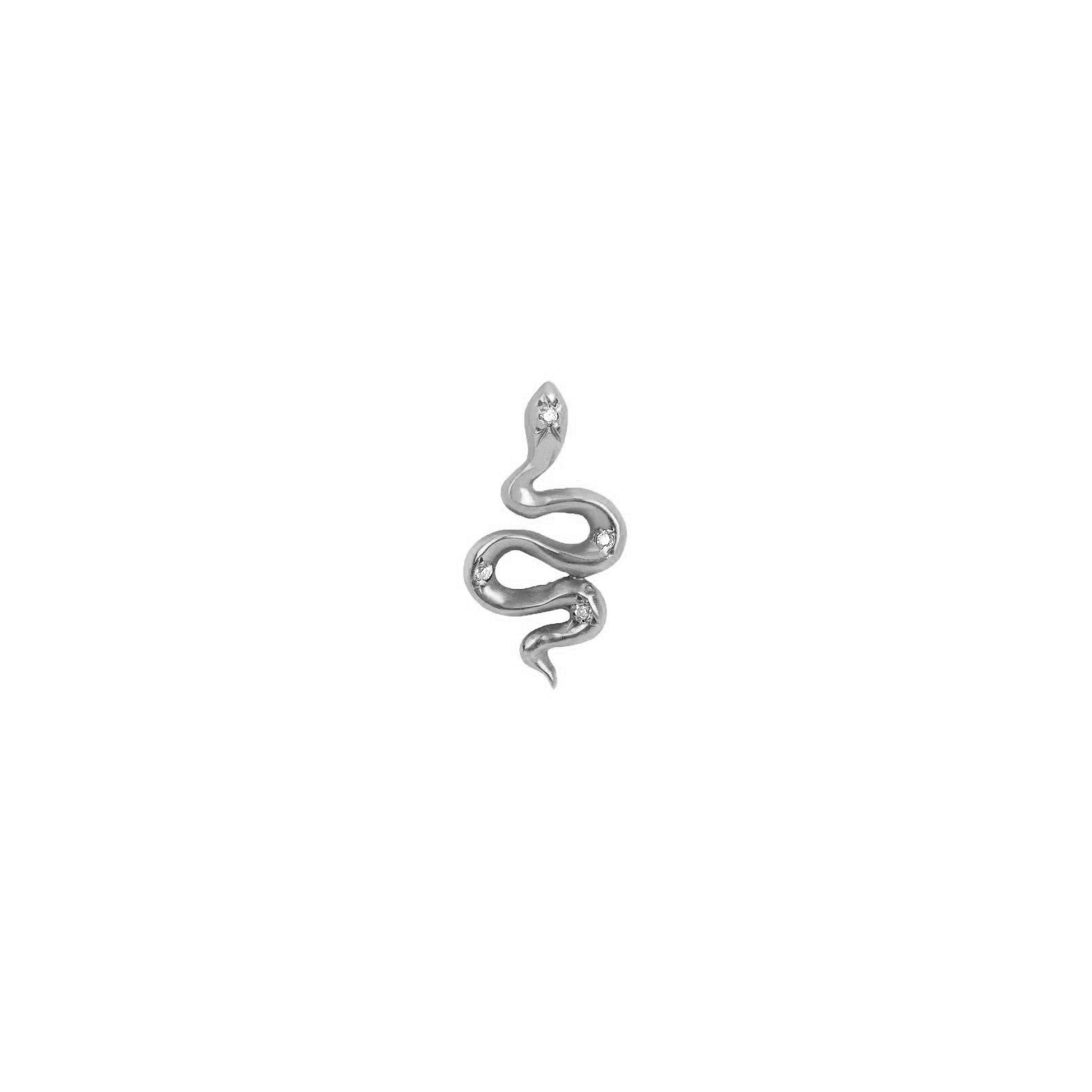 Kundalini Studs with Star Set Diamonds White Gold Single Right  by Logan Hollowell Jewelry