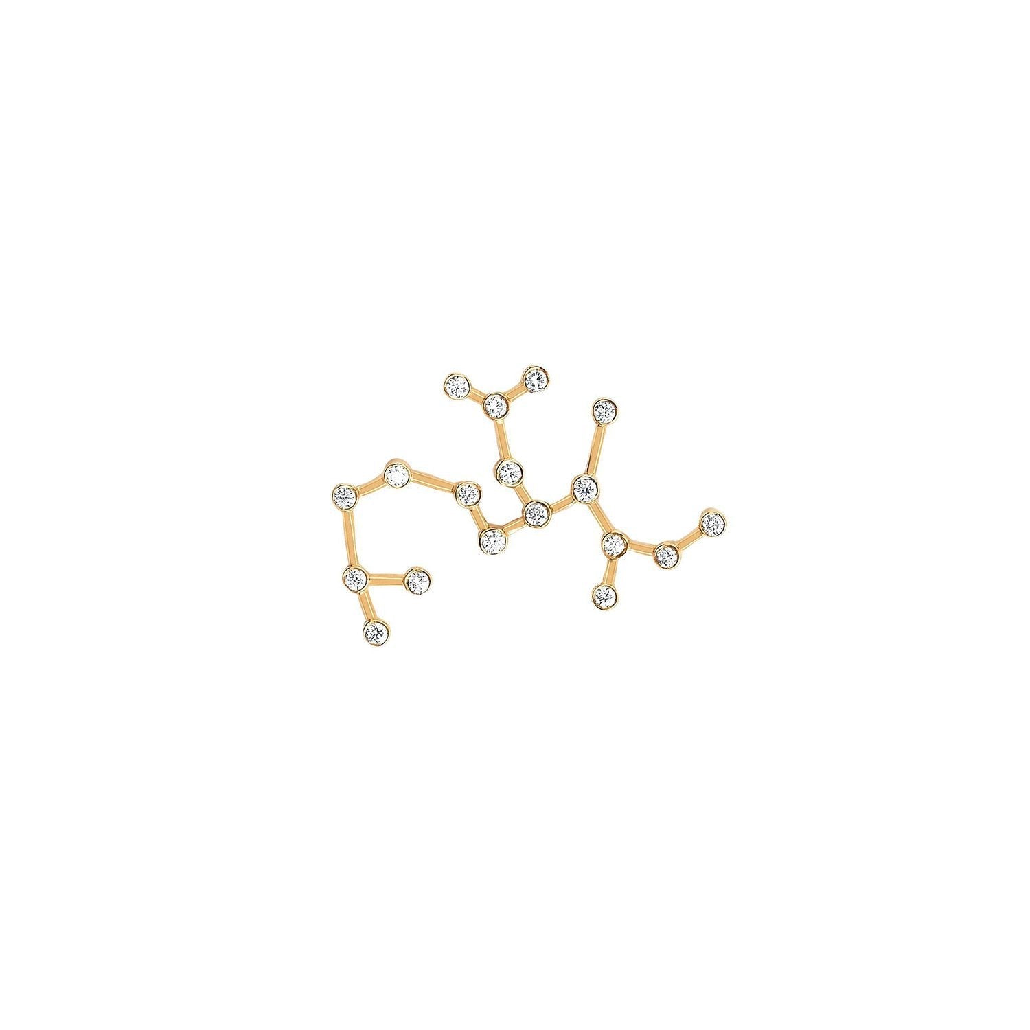 Petite Sagittarius Diamond Constellation Studs Yellow Gold Single Left by Logan Hollowell Jewelry