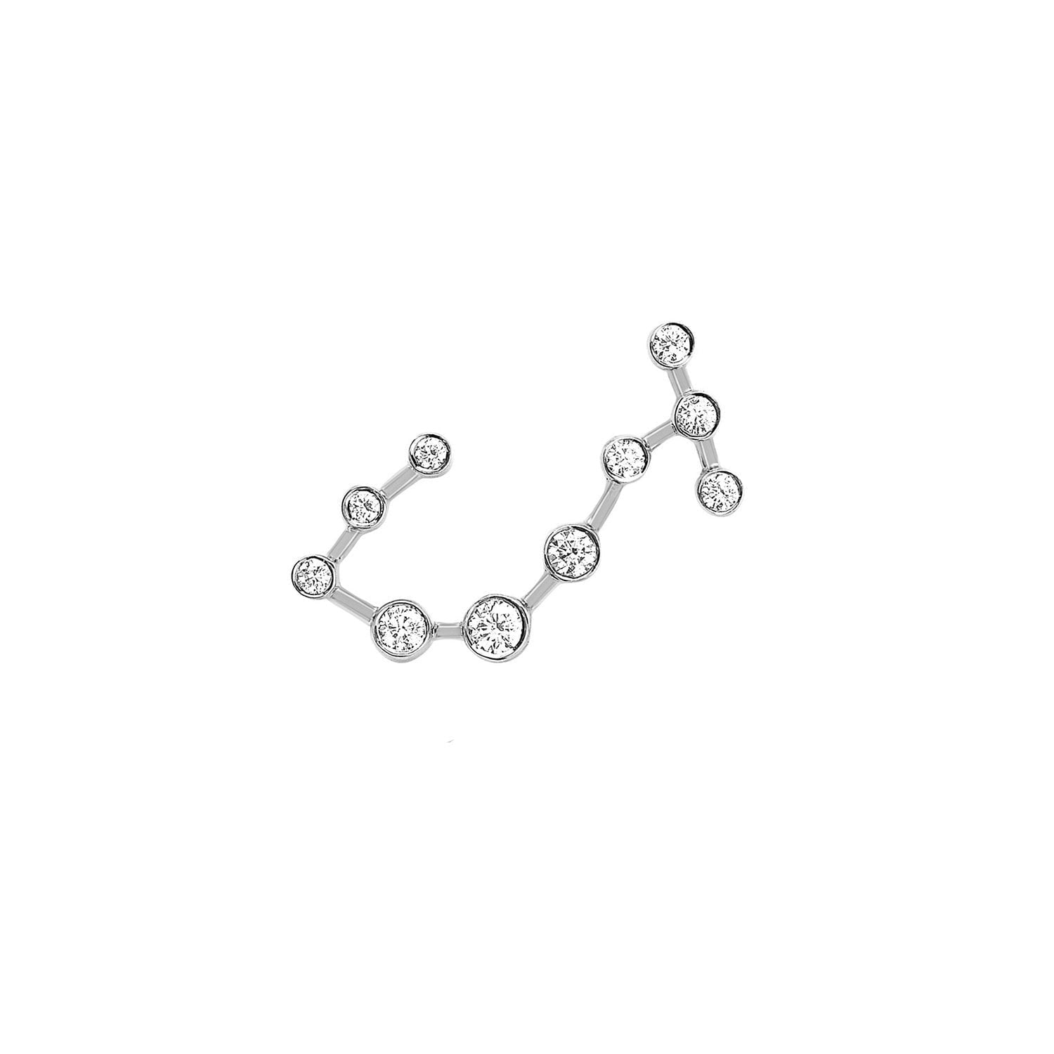 Petite Scorpio Diamond Constellation Studs White Gold Single Left by Logan Hollowell Jewelry