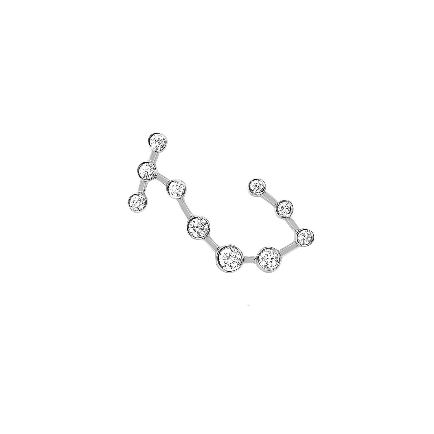 Petite Scorpio Diamond Constellation Studs White Gold Single Right by Logan Hollowell Jewelry