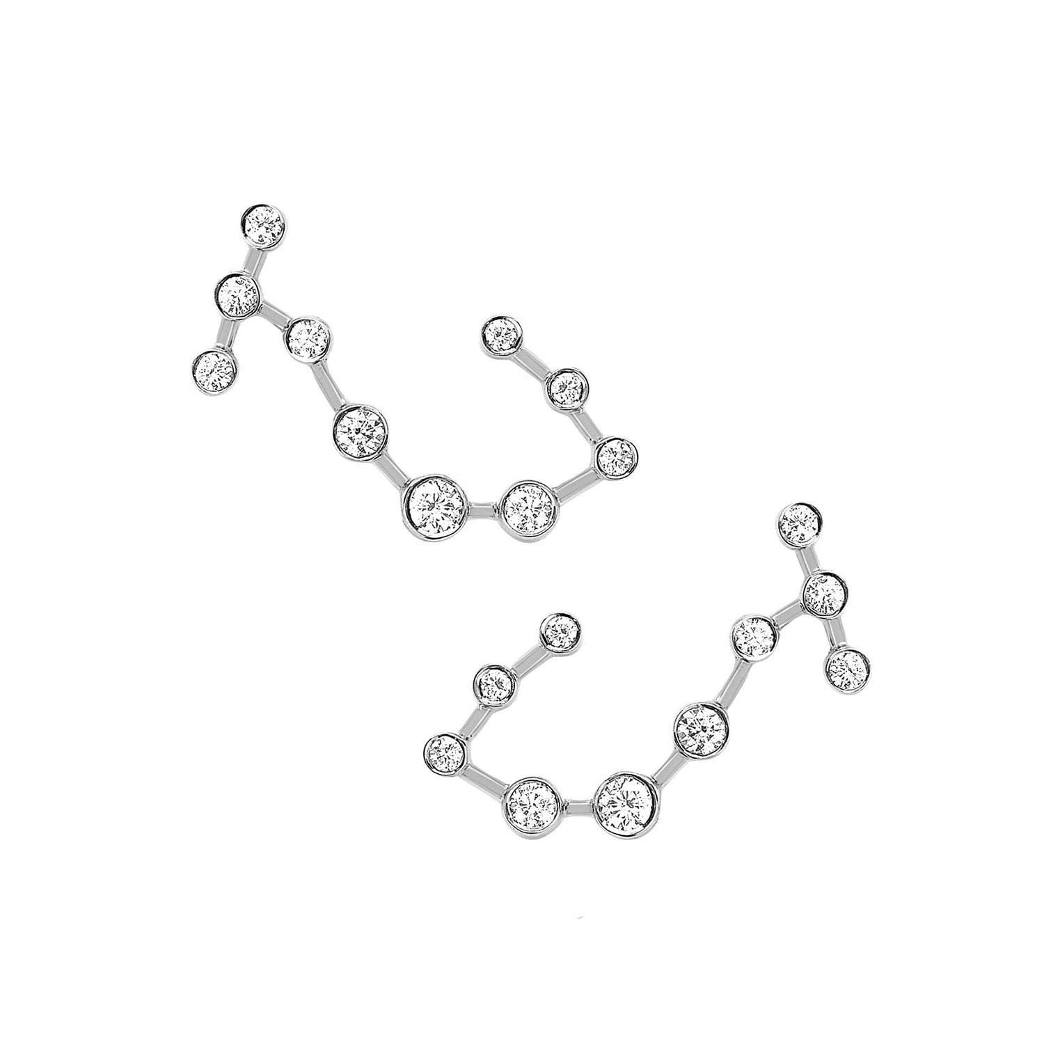 Petite Scorpio Diamond Constellation Studs White Gold Pair by Logan Hollowell Jewelry