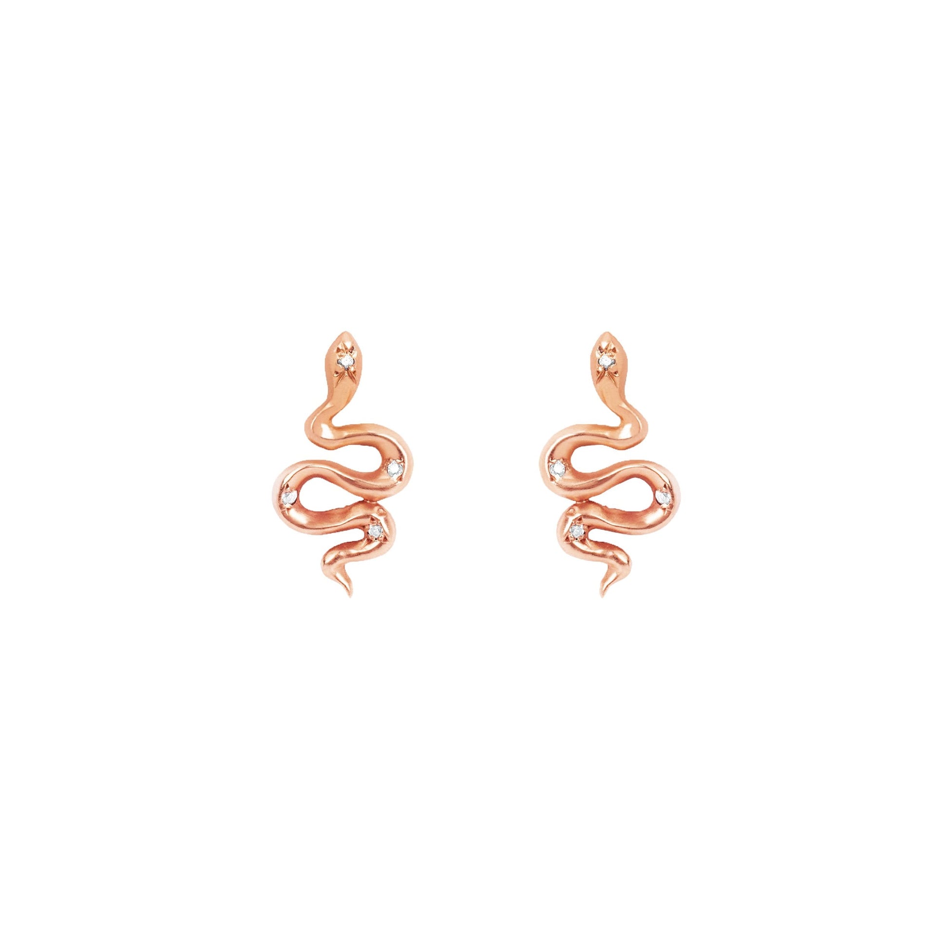 Kundalini Studs with Star Set Diamonds Rose Gold Pair  by Logan Hollowell Jewelry