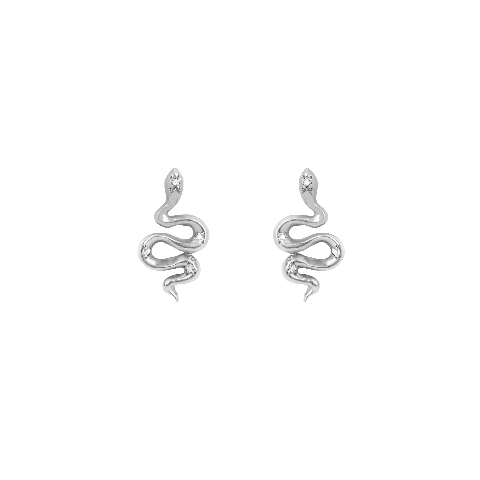 Kundalini Studs with Star Set Diamonds White Gold Pair  by Logan Hollowell Jewelry