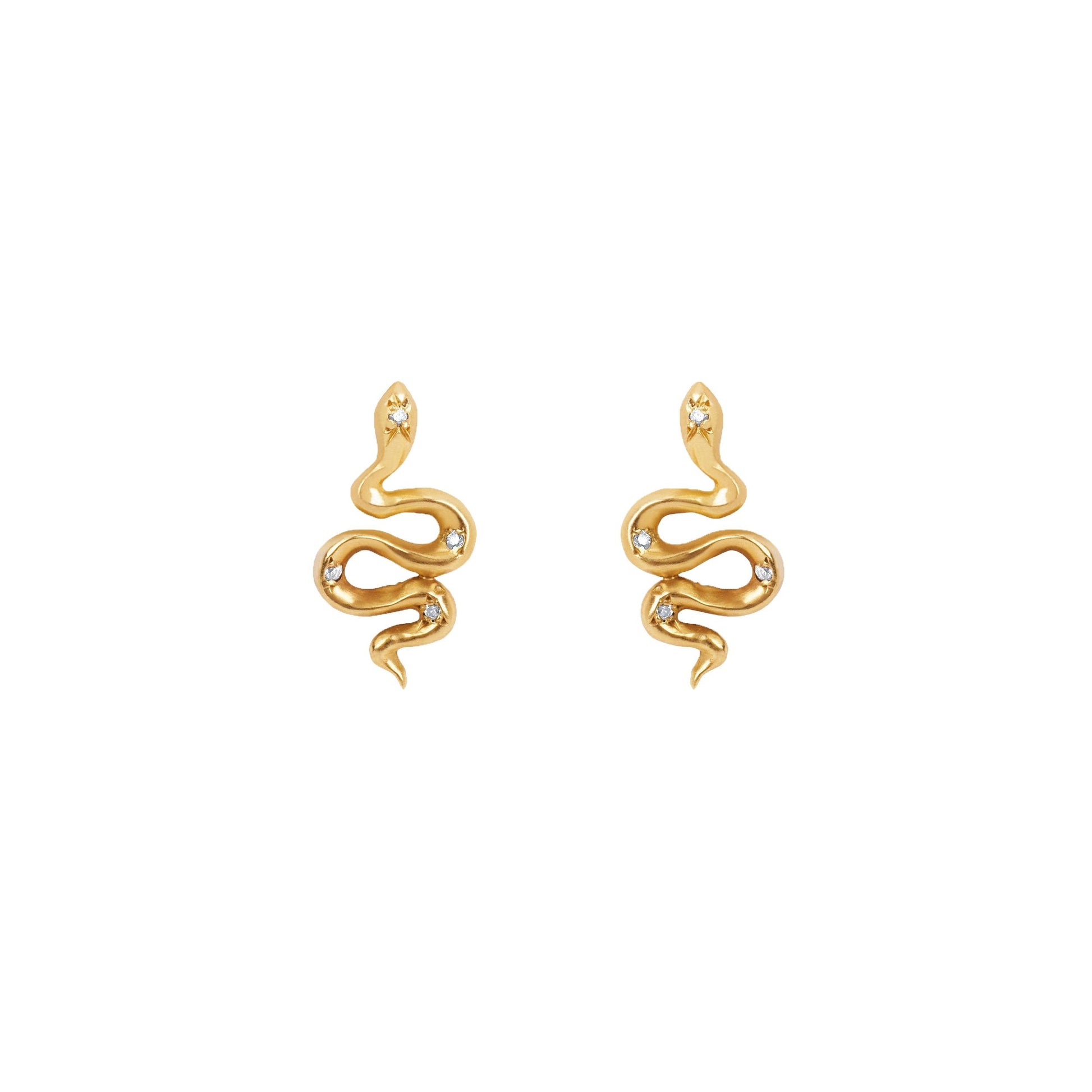 Kundalini Studs with Star Set Diamonds Yellow Gold Pair  by Logan Hollowell Jewelry
