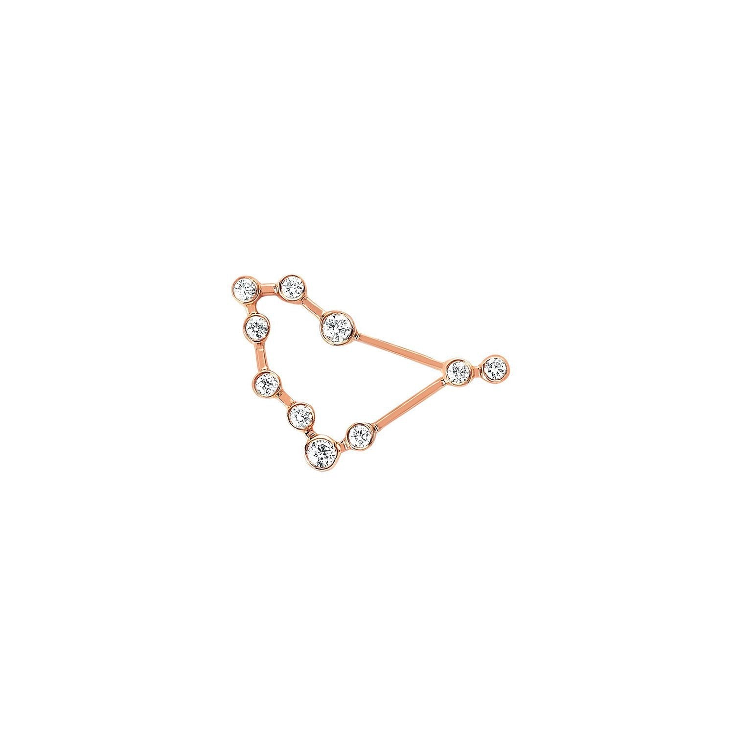 Petite Capricorn Diamond Constellation Studs Rose Gold Single Left by Logan Hollowell Jewelry