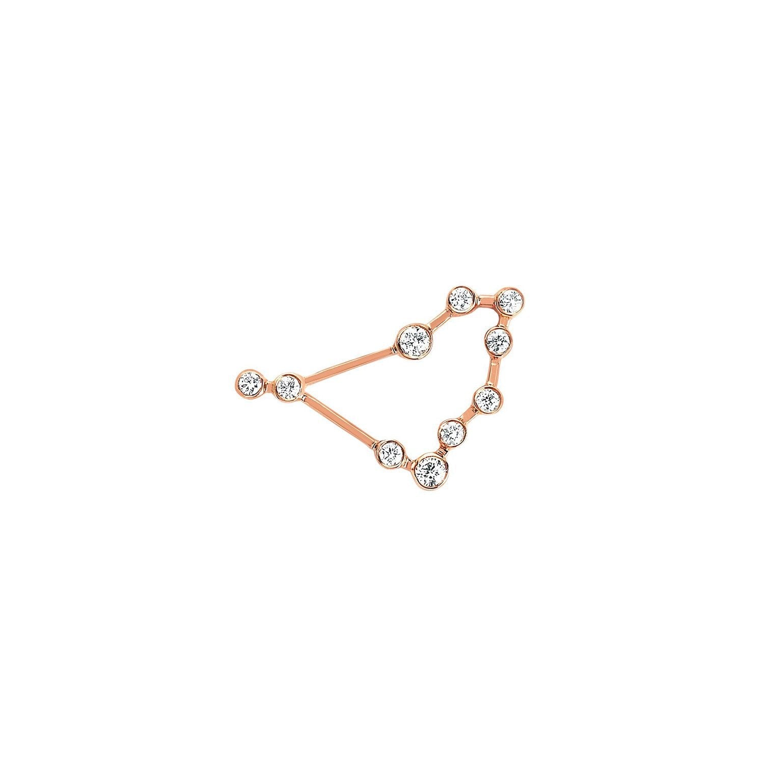 Petite Capricorn Diamond Constellation Studs Rose Gold Single Right by Logan Hollowell Jewelry