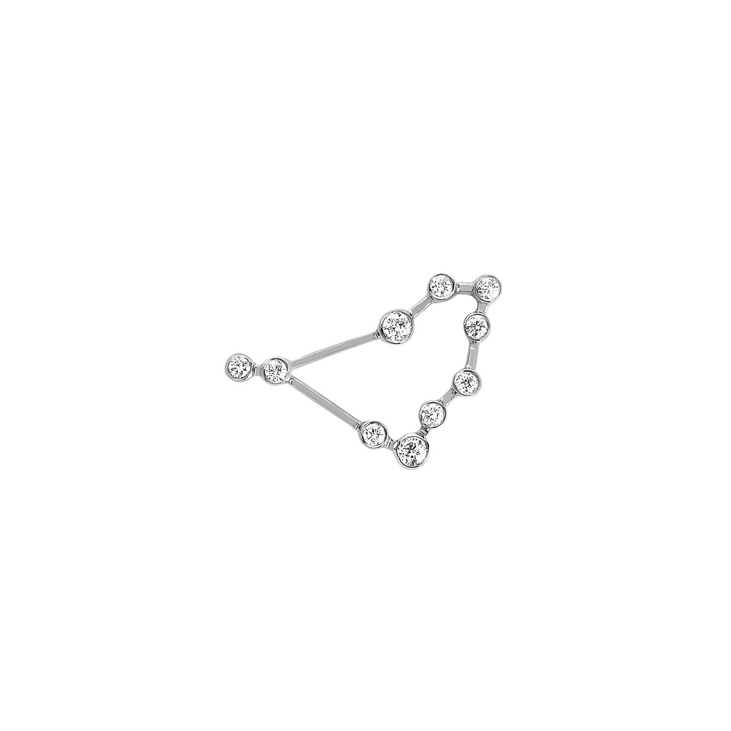 Petite Capricorn Diamond Constellation Studs White Gold Single Right by Logan Hollowell Jewelry