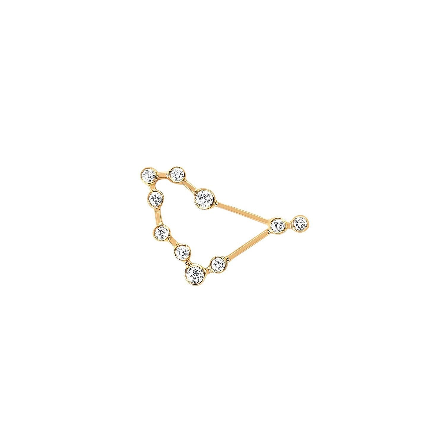 Petite Capricorn Diamond Constellation Studs Yellow Gold Single Left by Logan Hollowell Jewelry