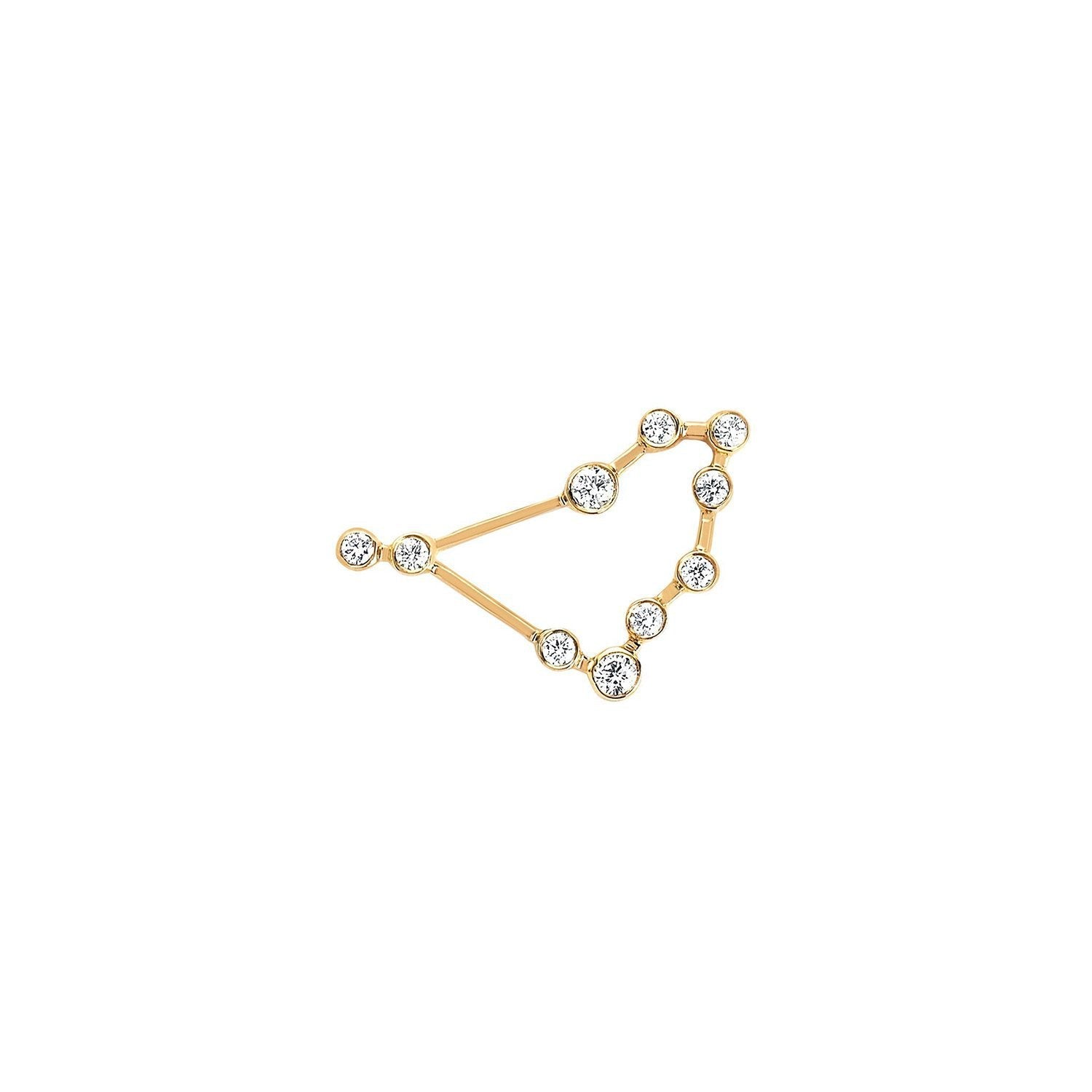 Petite Capricorn Diamond Constellation Studs Yellow Gold Single Right by Logan Hollowell Jewelry