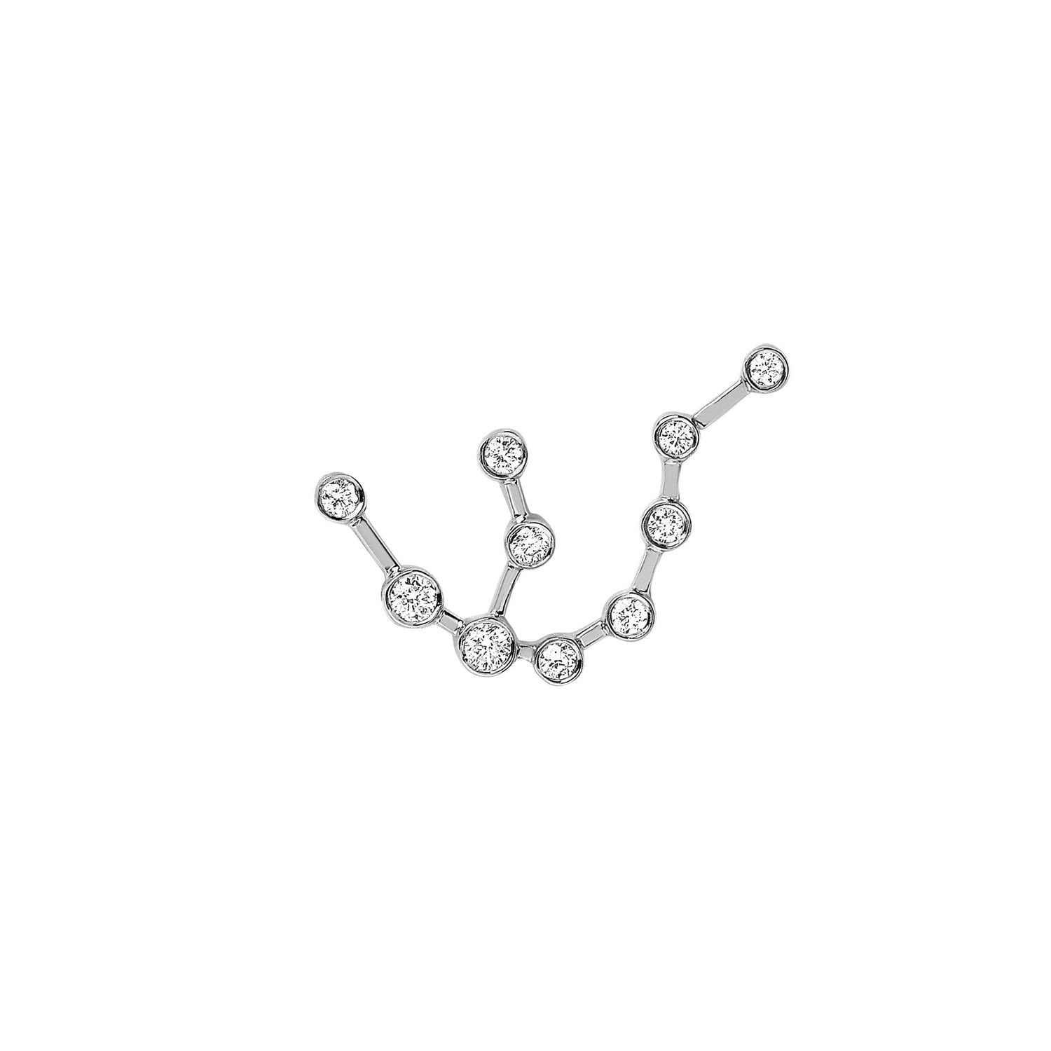 Petite Aquarius Constellation Studs White Gold Single Left by Logan Hollowell Jewelry