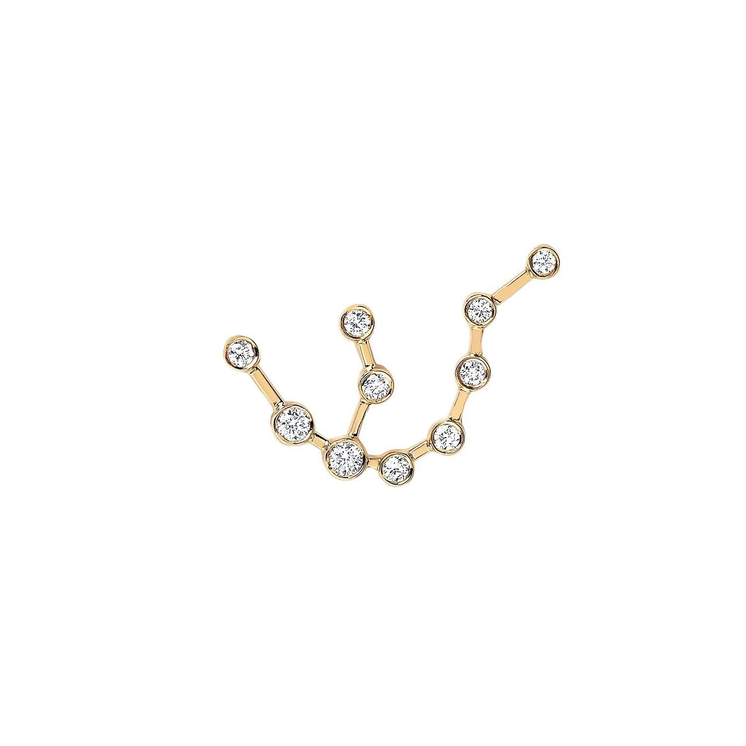 Petite Aquarius Constellation Studs Yellow Gold Single Left by Logan Hollowell Jewelry